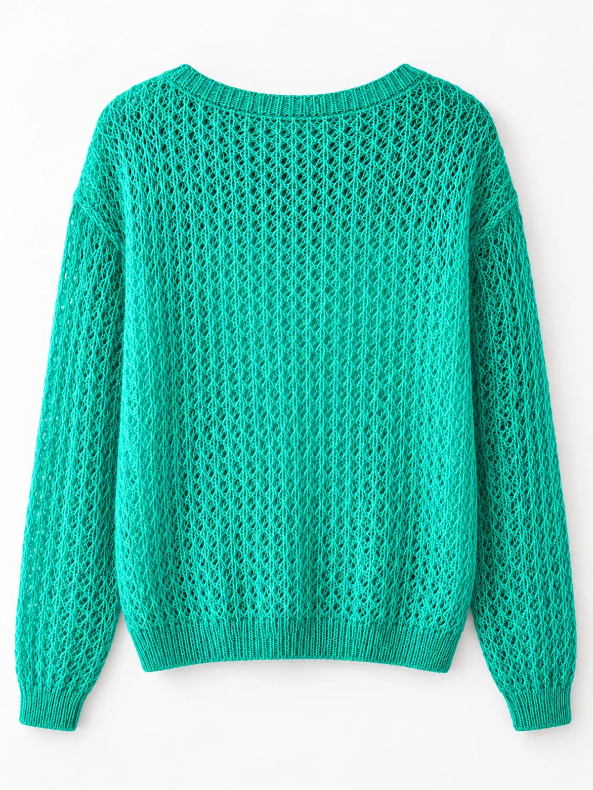 Green openwork knit cover-up top