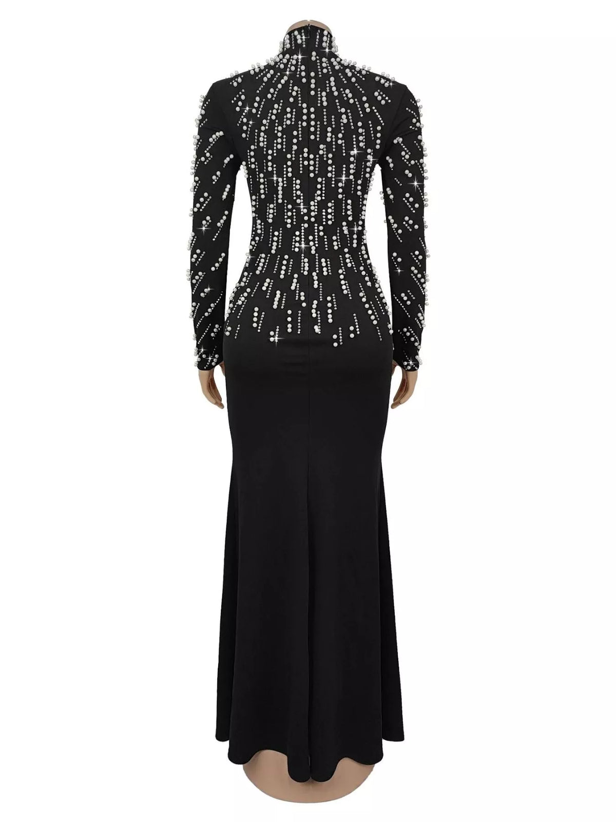 Trendsi Pearl Detail Mock Neck Maxi Dress -