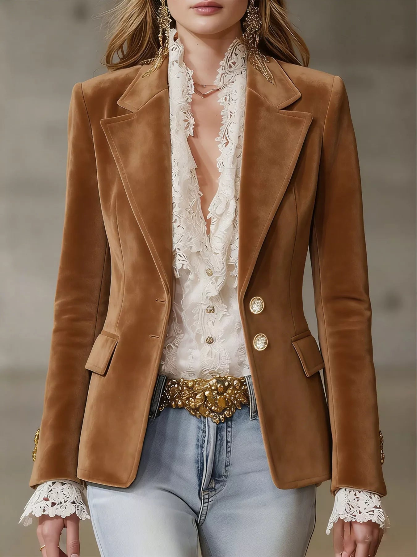 Trendsi Single-Breasted Lapel Collar Blazer -