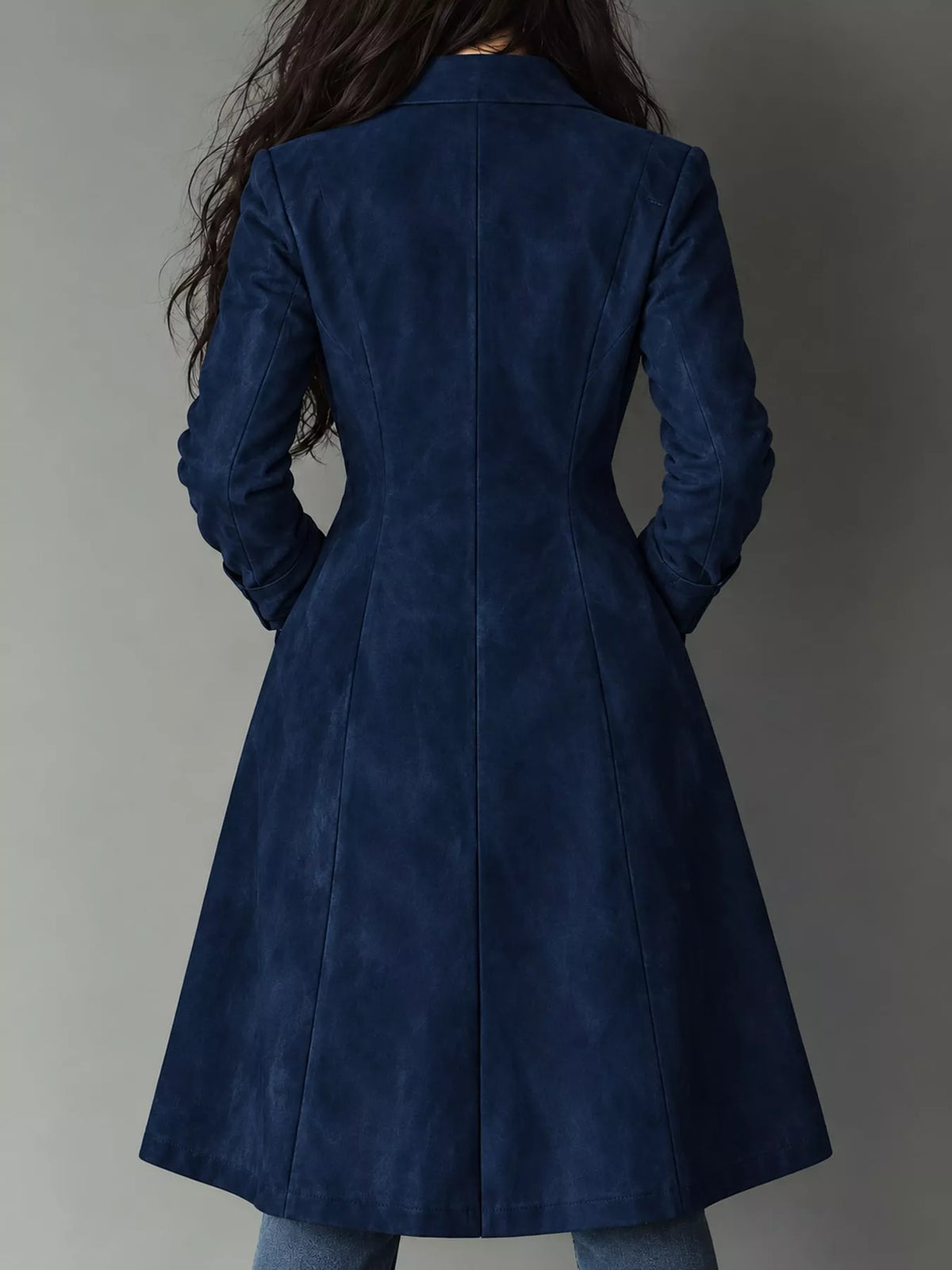 Collared long sleeve jacket, back view