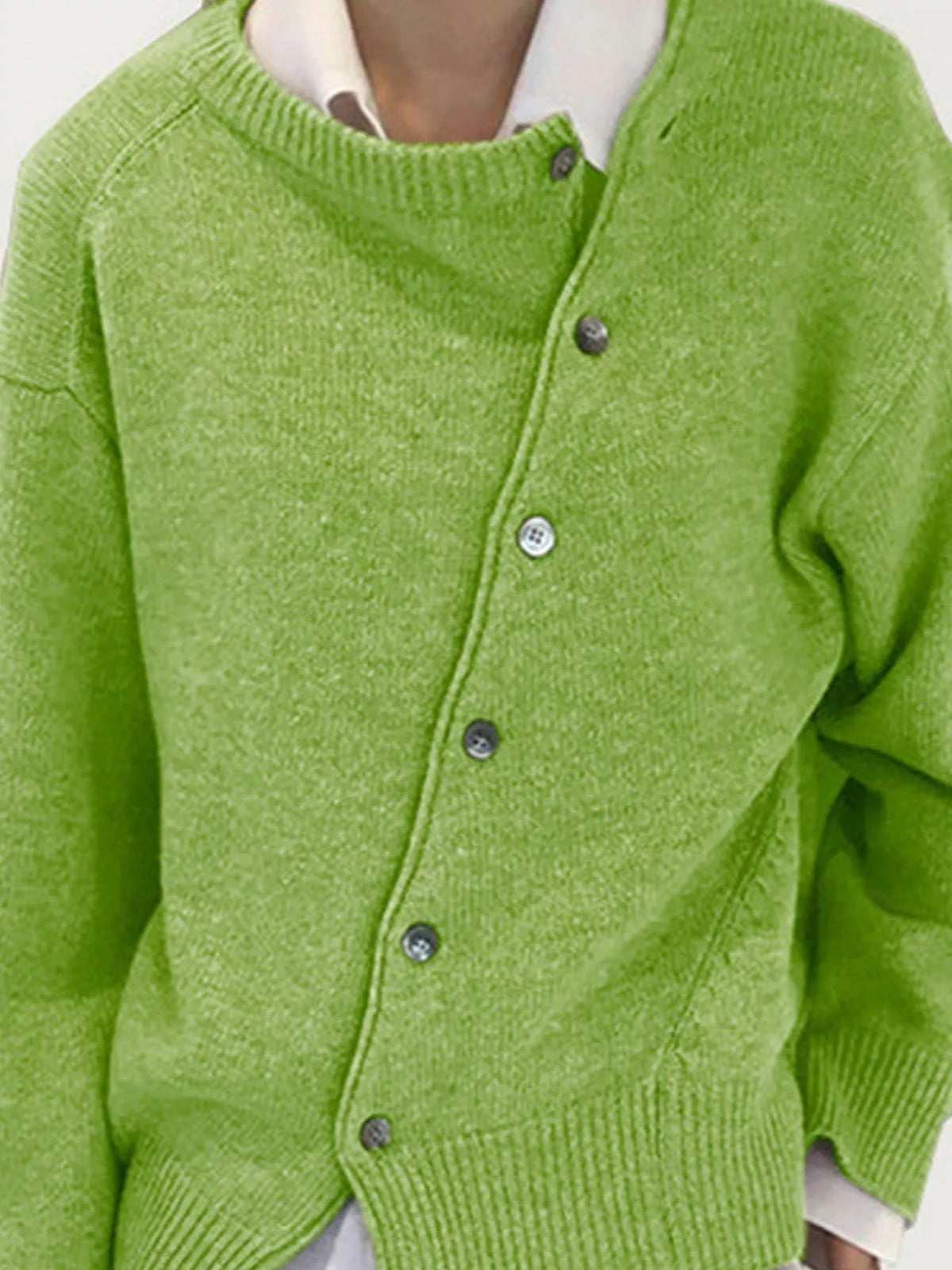 Trendsi Asymmetric Button-Down Sweater -