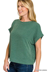 Trendsi Zenana Raised Rib Cap Sleeve Top -