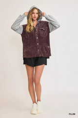 Trendsi Umgee Contrast Hooded Chenille Jacket -