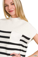 Trendsi Zenana Short Sleeve Stripe Sweater -