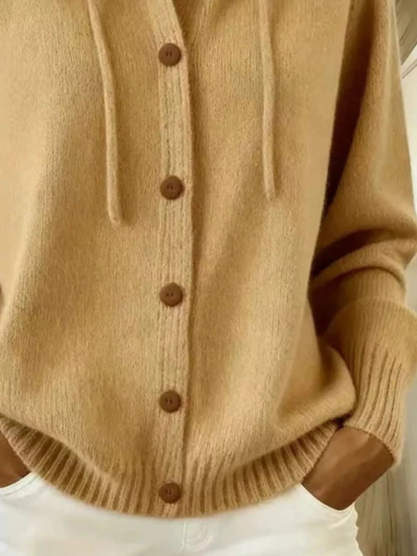 Trendsi Full Size Hooded Button-Down Knit Cardigan Plus Size -