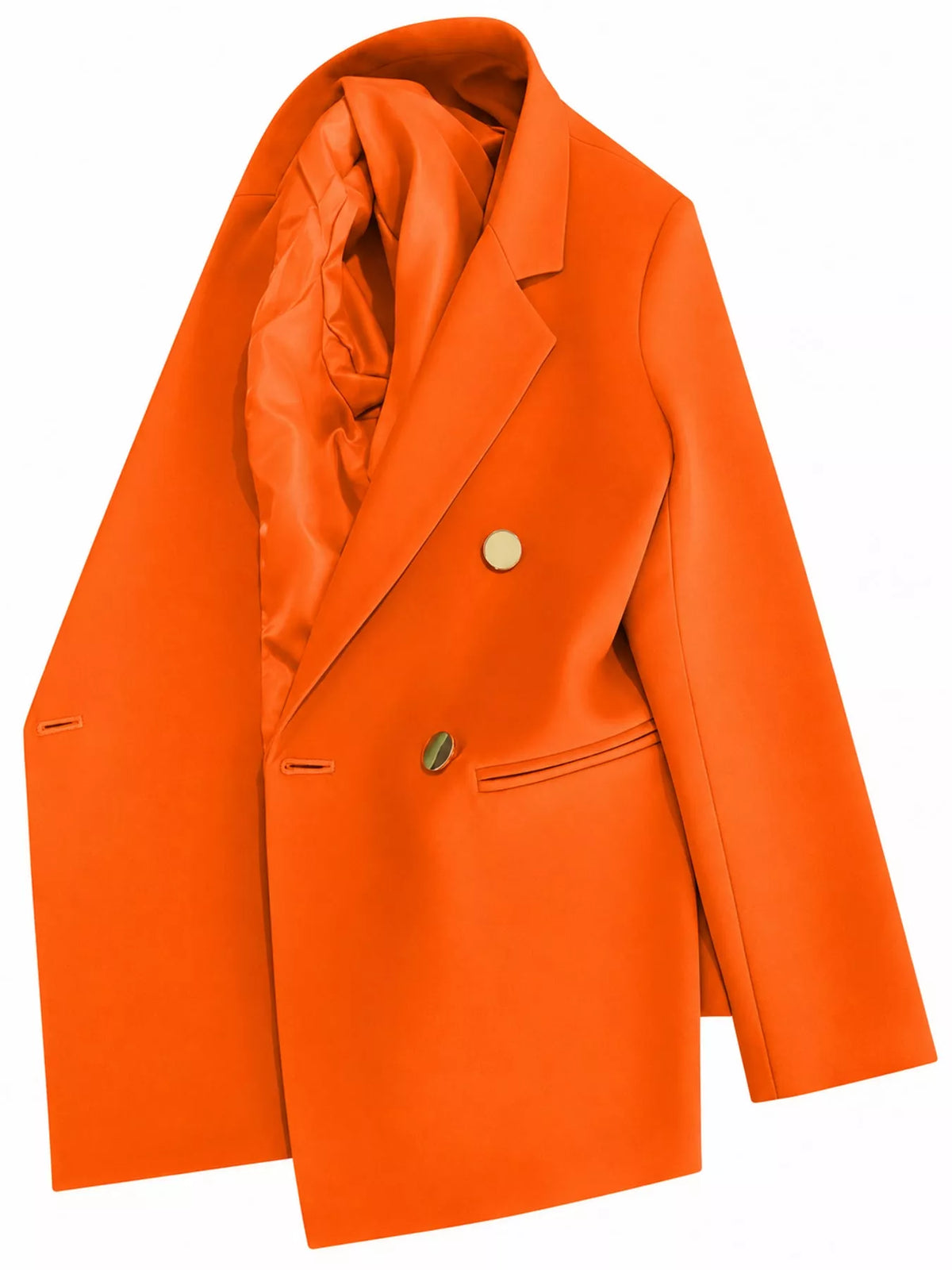 Orange double-breasted lapel collar blazer