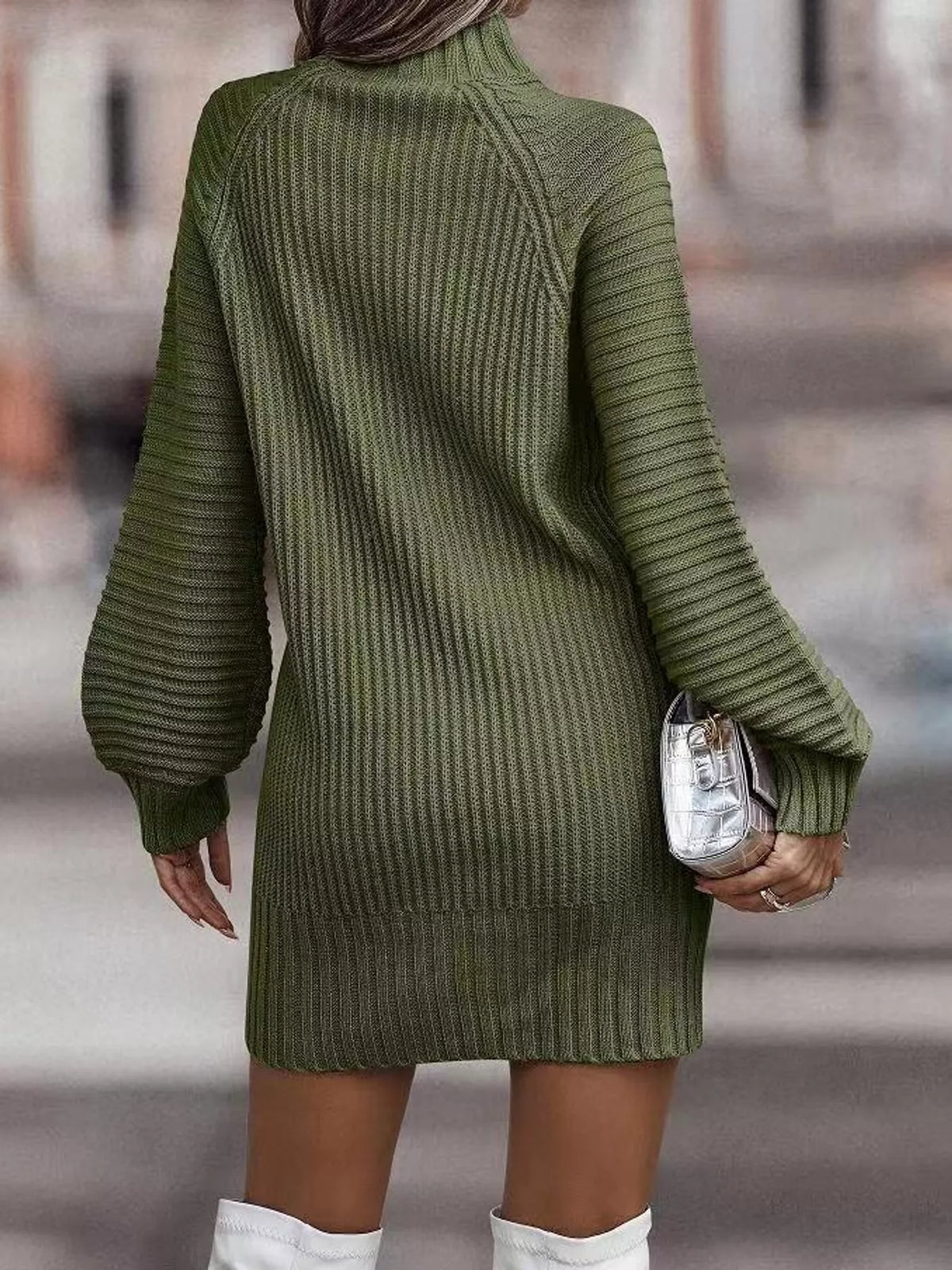 Long-sleeve mini dress, back view