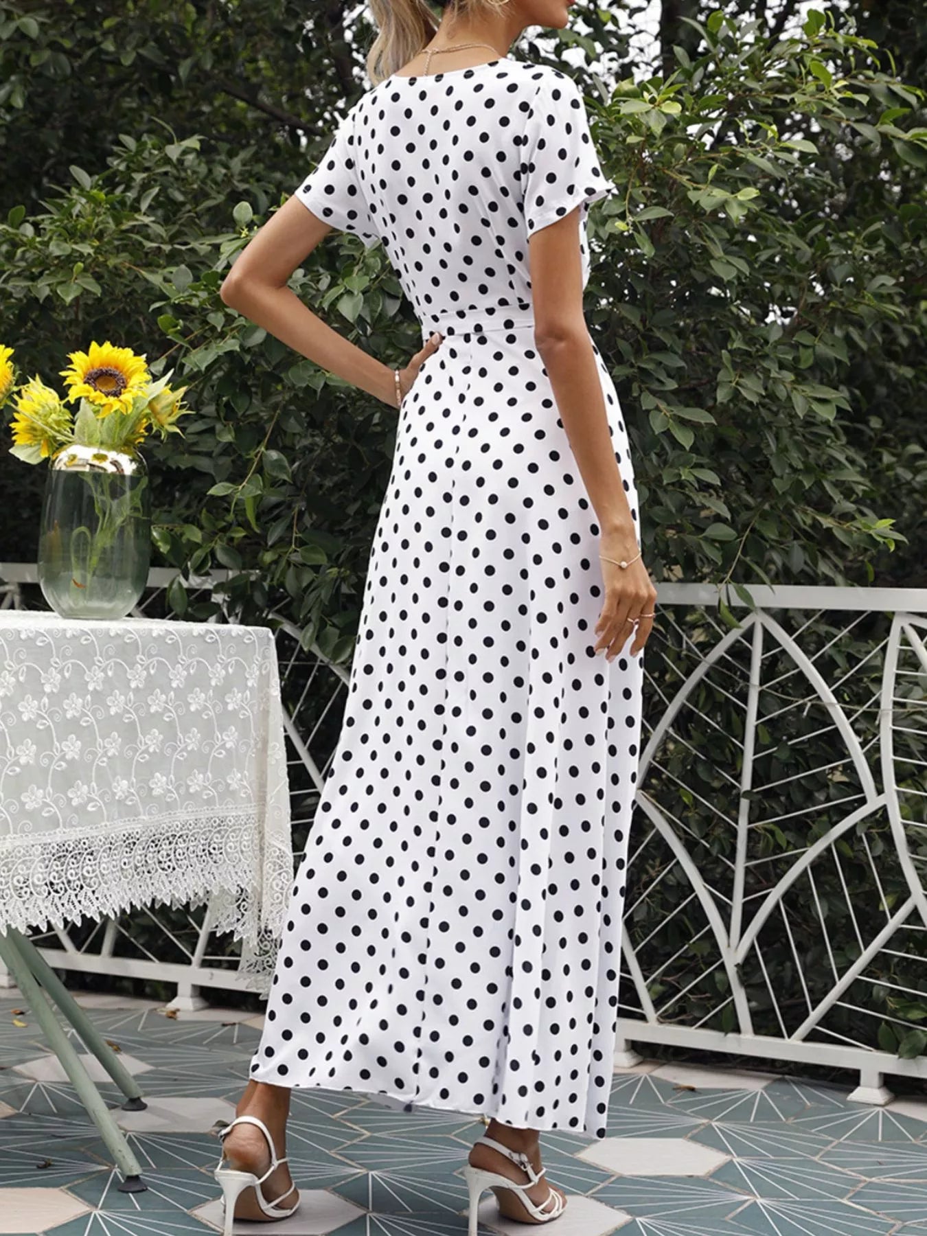 Trendsi Polka Dot Wrap Maxi Dress -