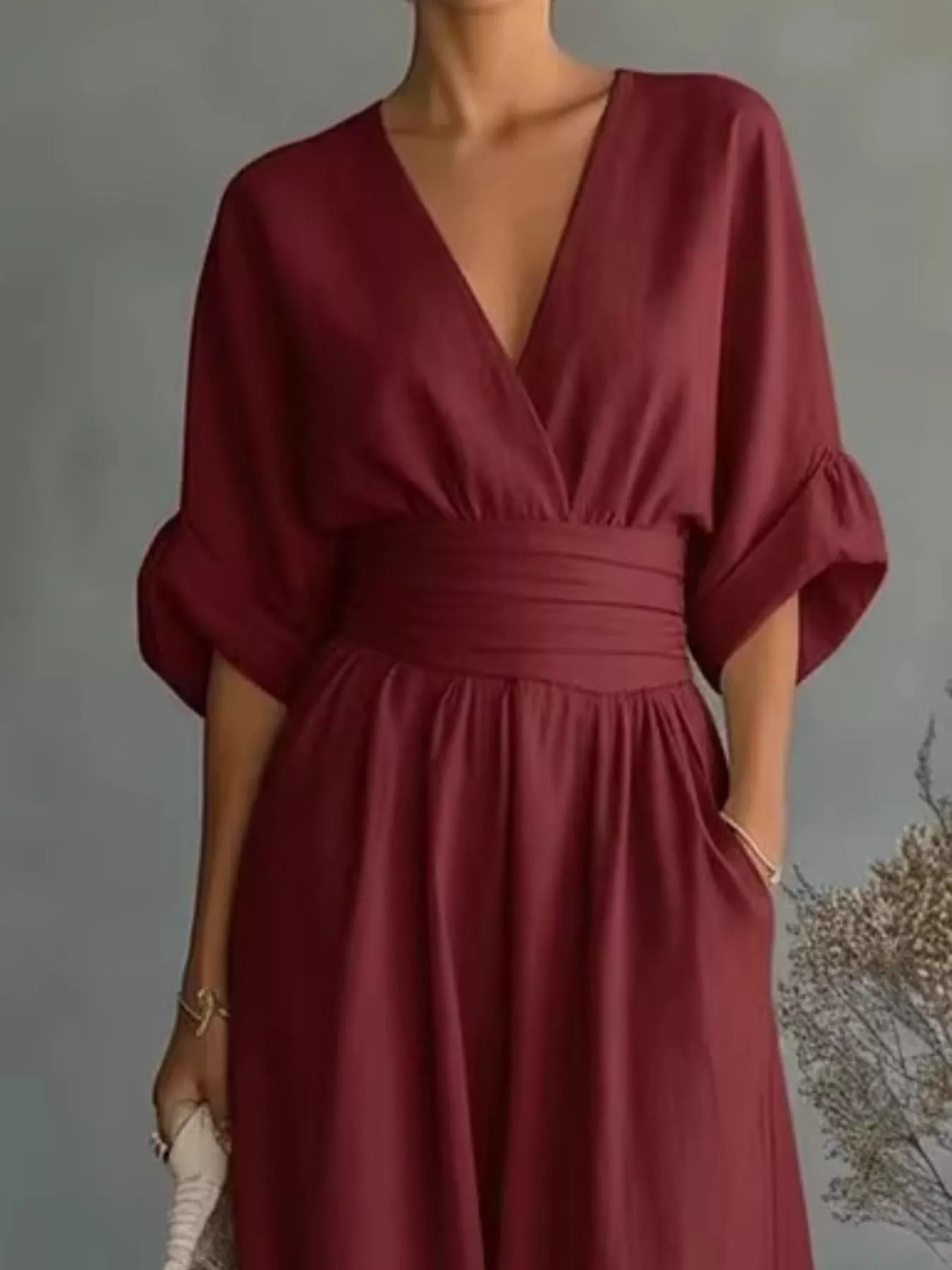 Trendsi Full Size Half Sleeve Wide-Leg Jumpsuit Plus Size -