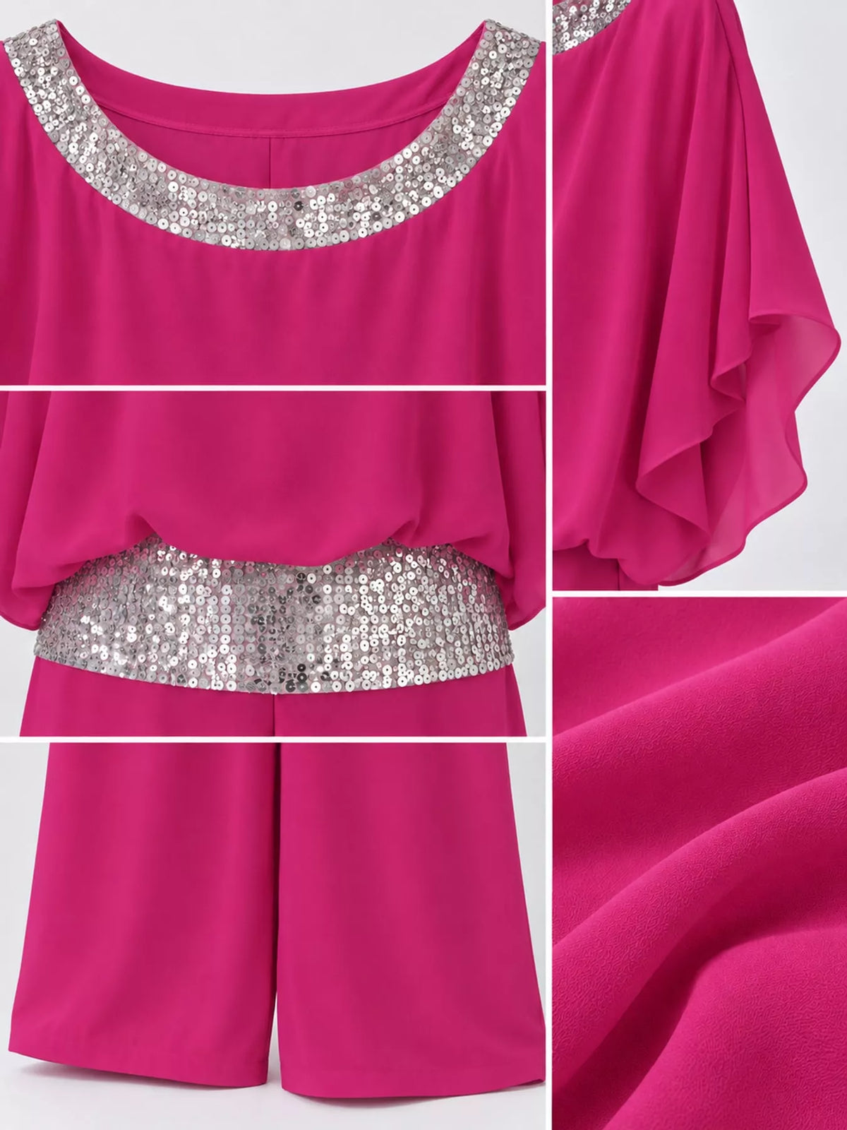 Chiffon Top and Wide-Leg Pants Set — construction details