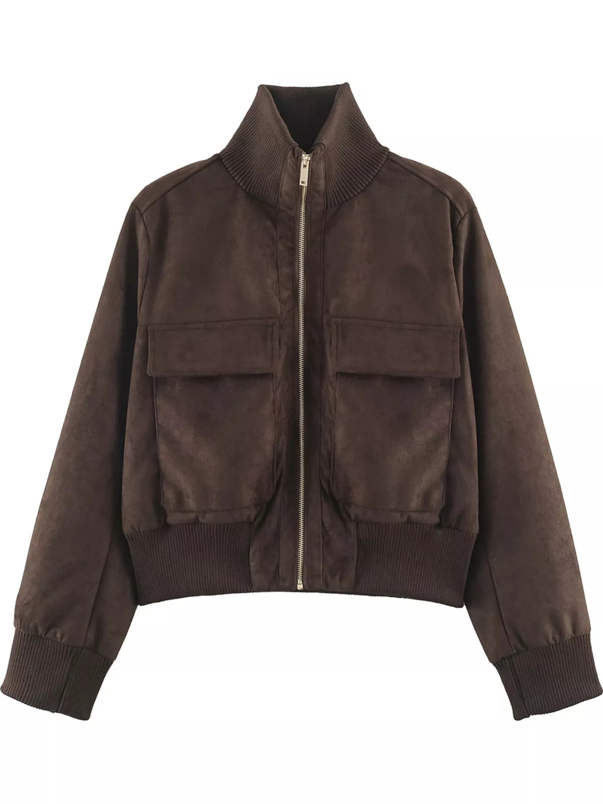 Suede Zip-Up Pocket Jacket — garment front