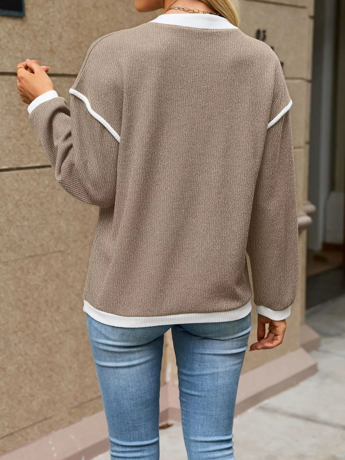 Trendsi Button Detail Dropped Shoulder T-Shirt -