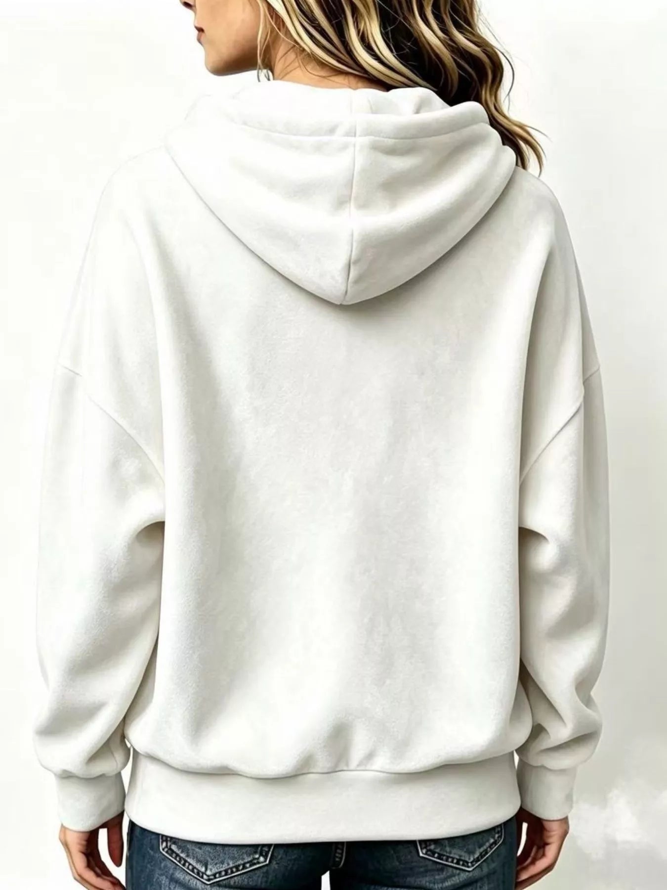 Trendsi Full Size Drawstring Velvet Long Sleeve Hoodie Plus Size -