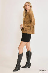 Trendsi Umgee Crochet Button Down Knit Cardigan -