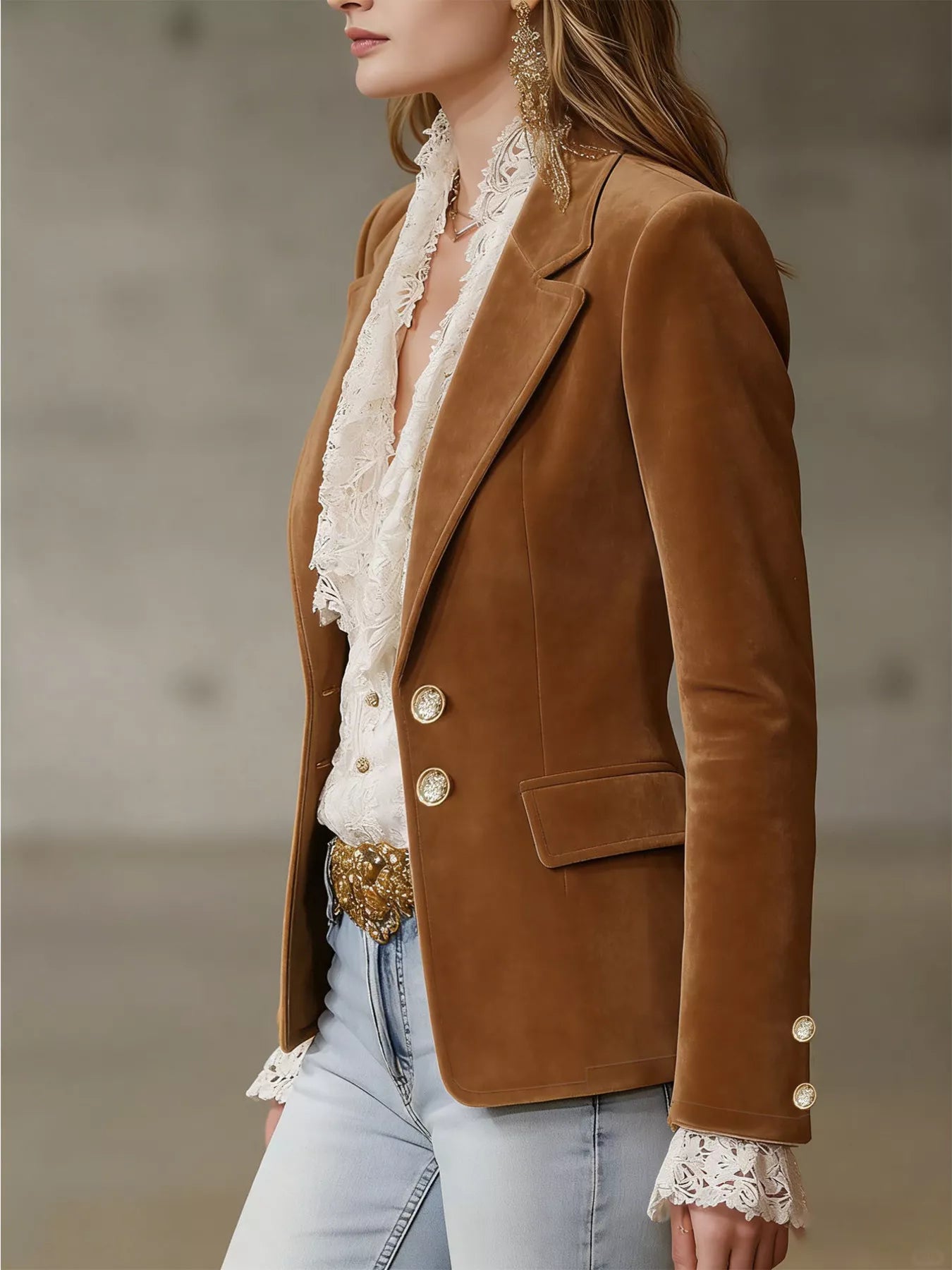 Trendsi Single-Breasted Lapel Collar Blazer -