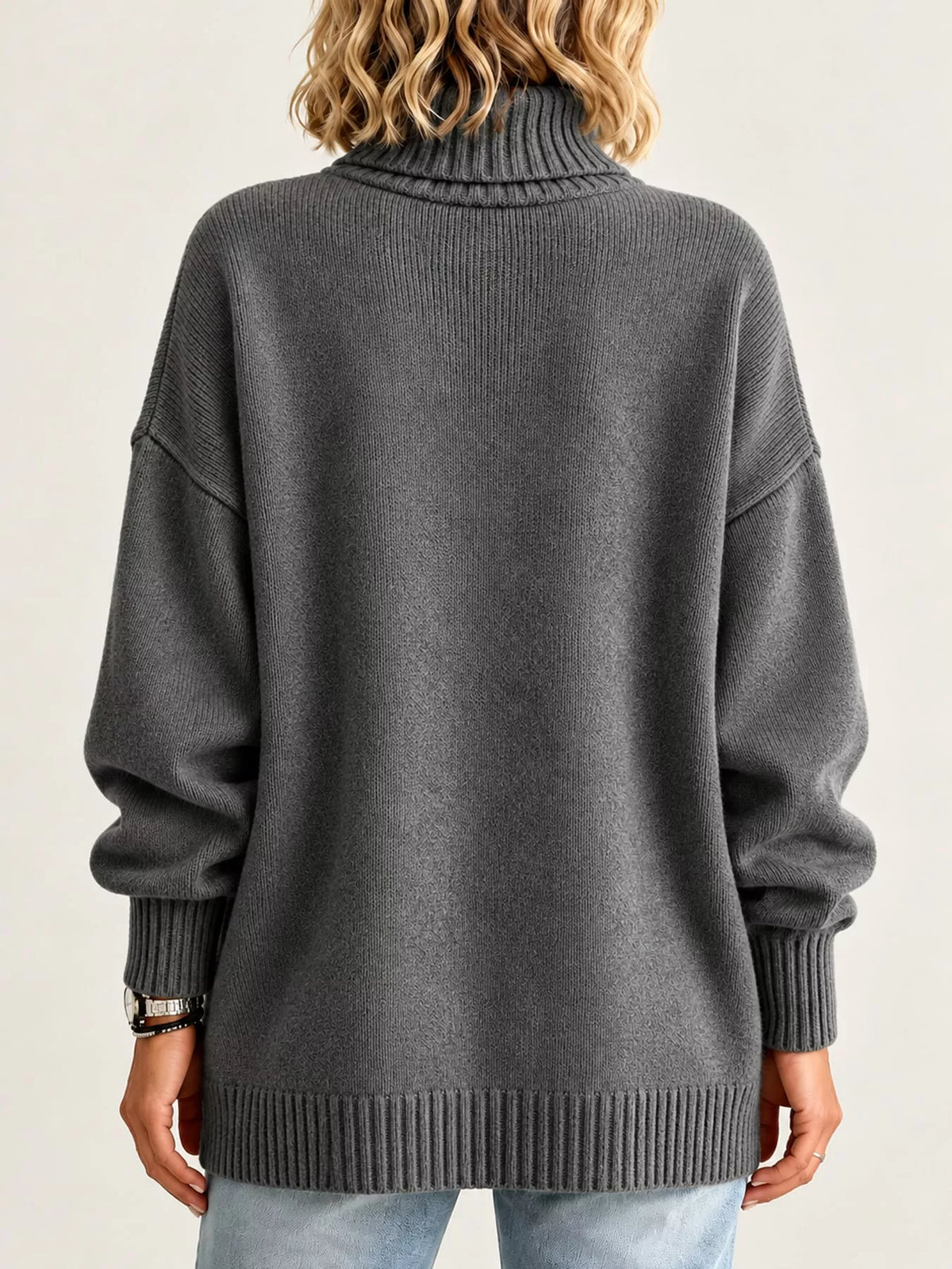 Oversized Turtleneck Pullover Sweater — back view