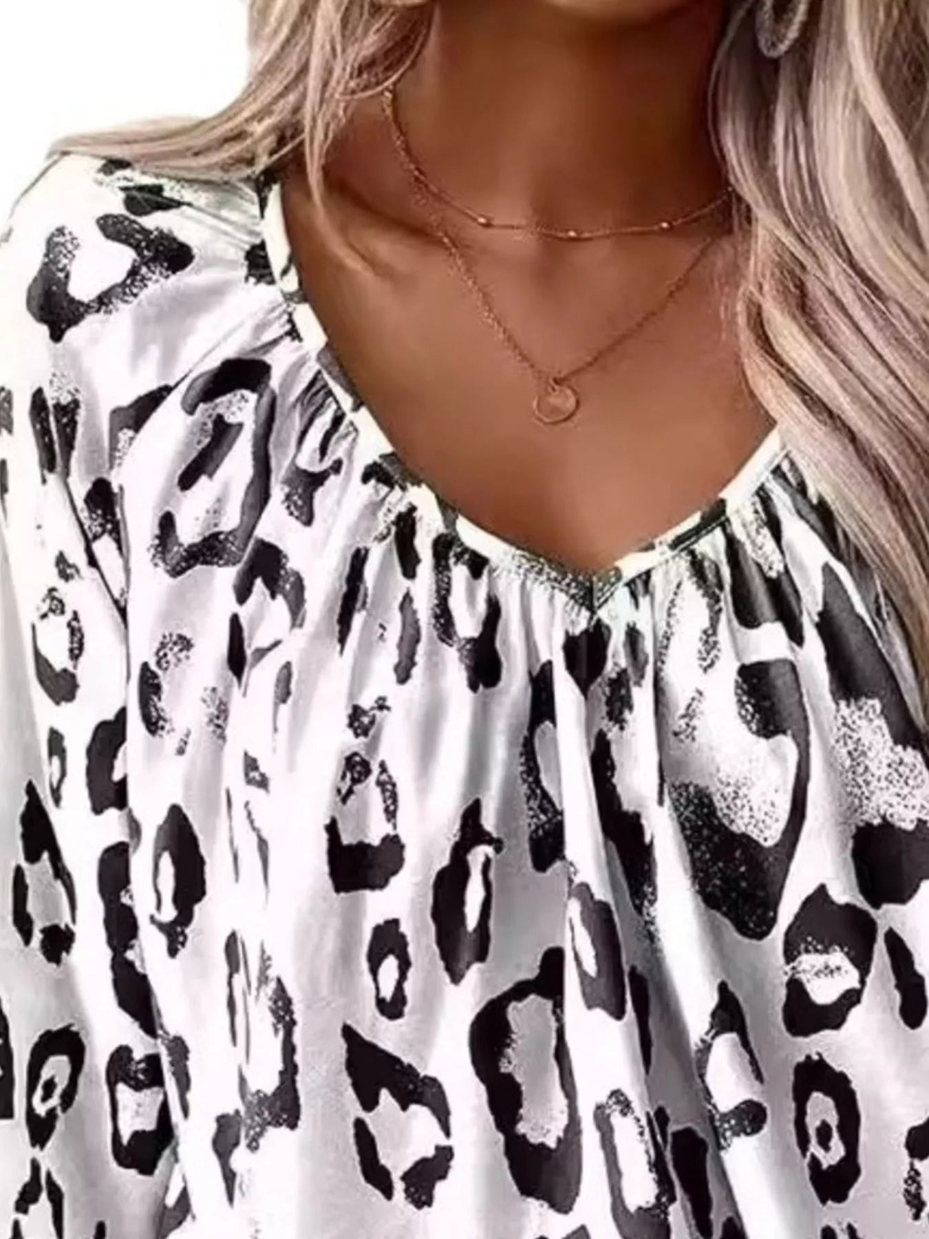 Trendsi Leopard Print V-Neck Blouse -