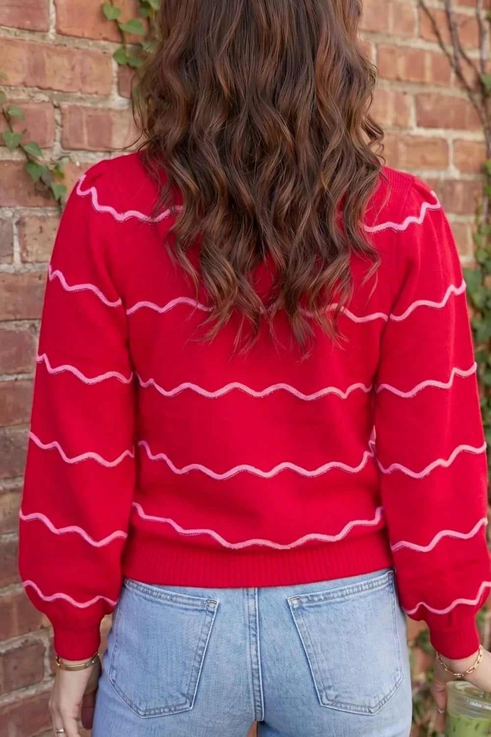 Trendsi Striped Round Neck Long Sleeve Shift Pullover Sweater -