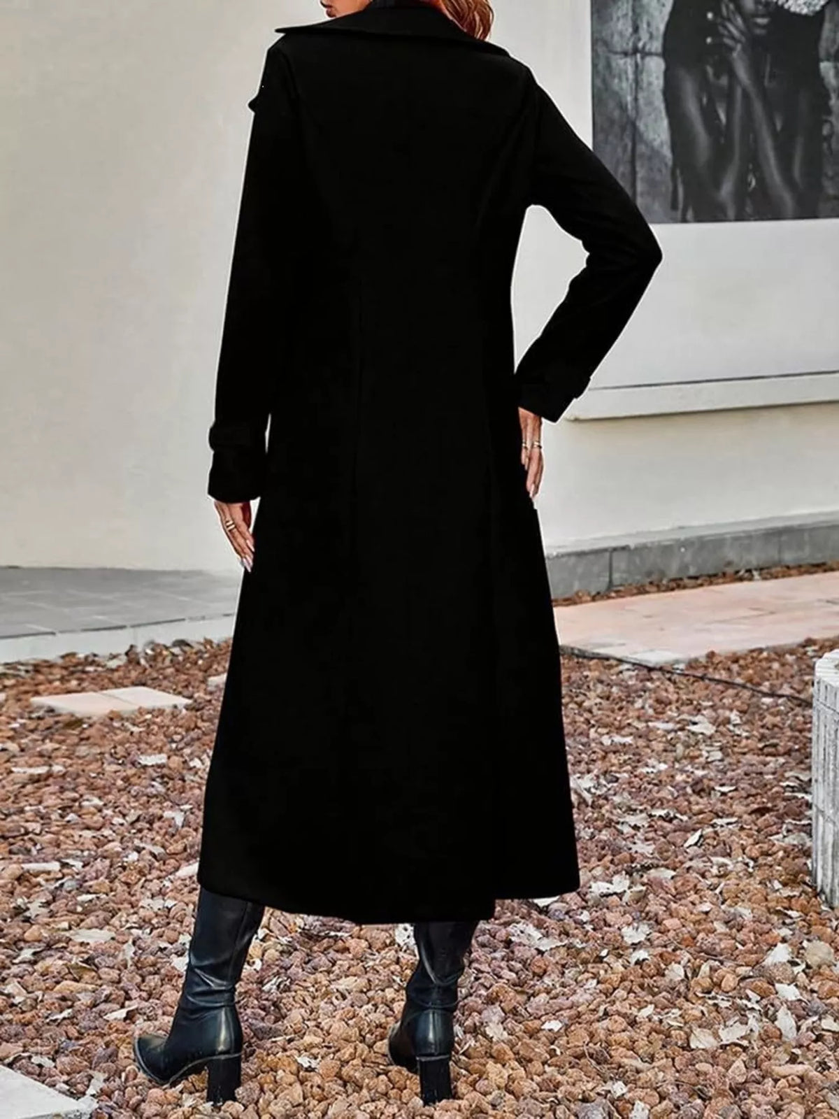 Trendsi Full Size Double-Breasted Longline Trench Coat Plus Size -