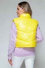 Trendsi Snobbish Zip Up Turtleneck Shiny Quilted Vest -