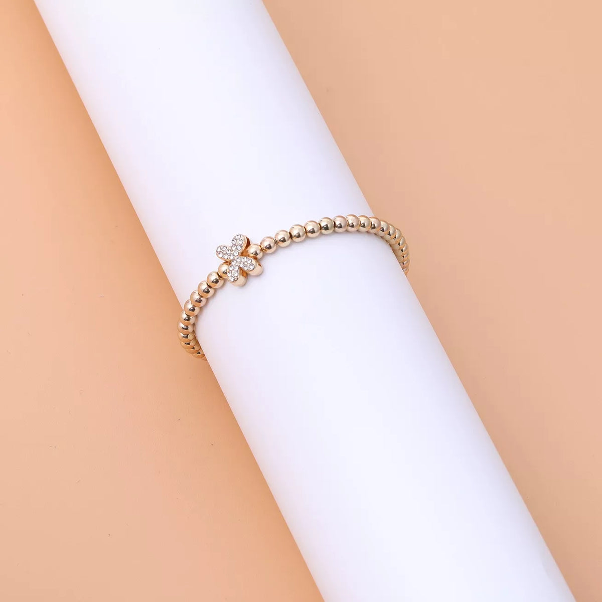 Gold-plated bead letter bracelet