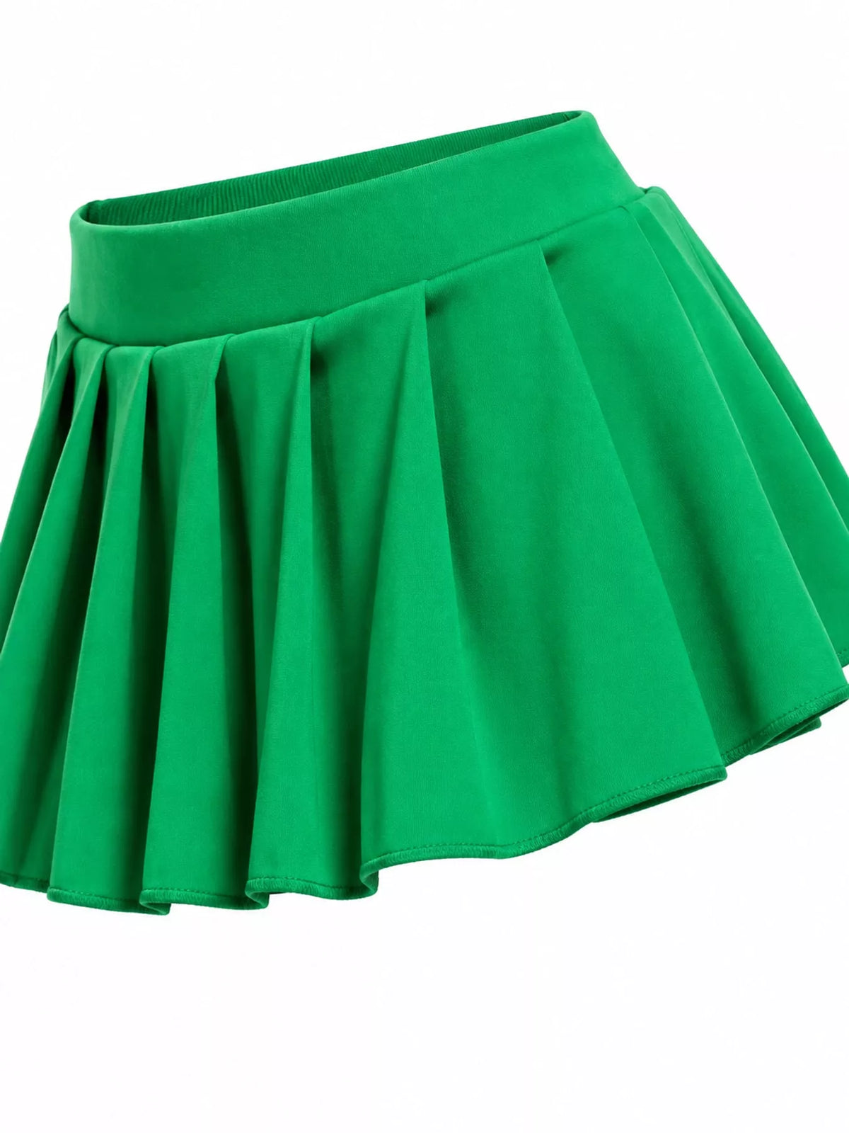 Pleated micro skirt, green pleat detail