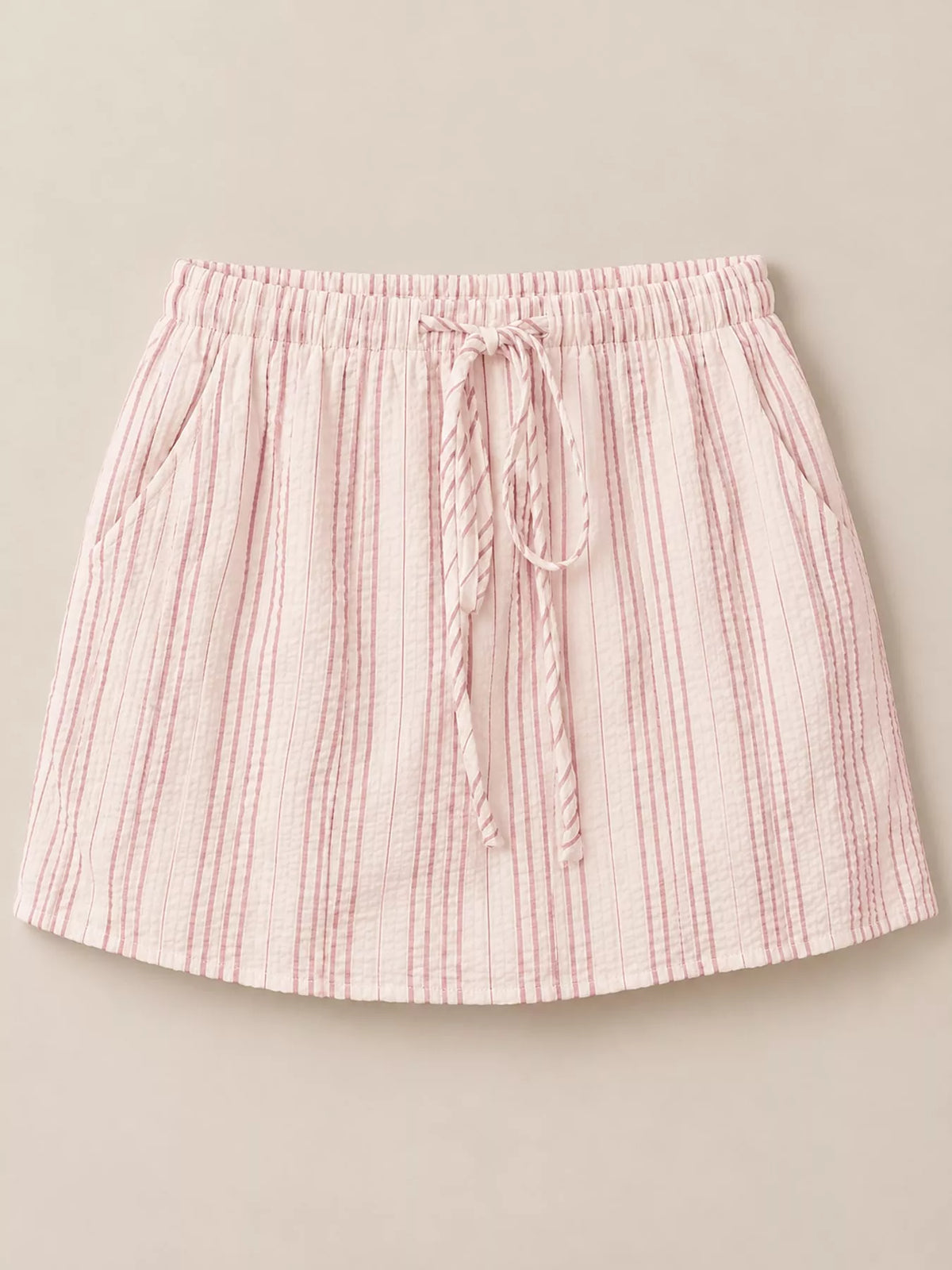Striped skort, pink striped flat front