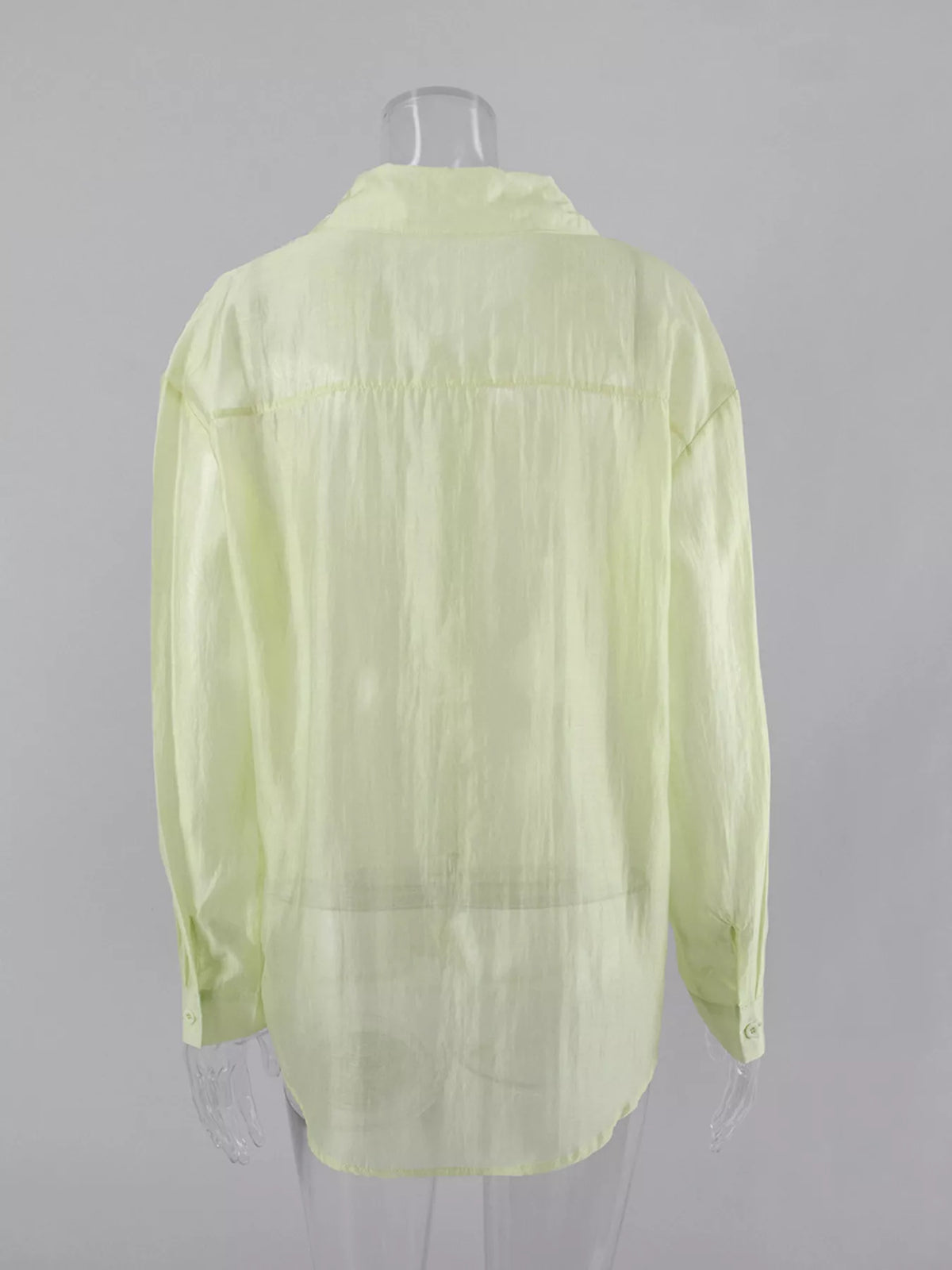 Trendsi Sheer Oversized Button-Up Shirt -