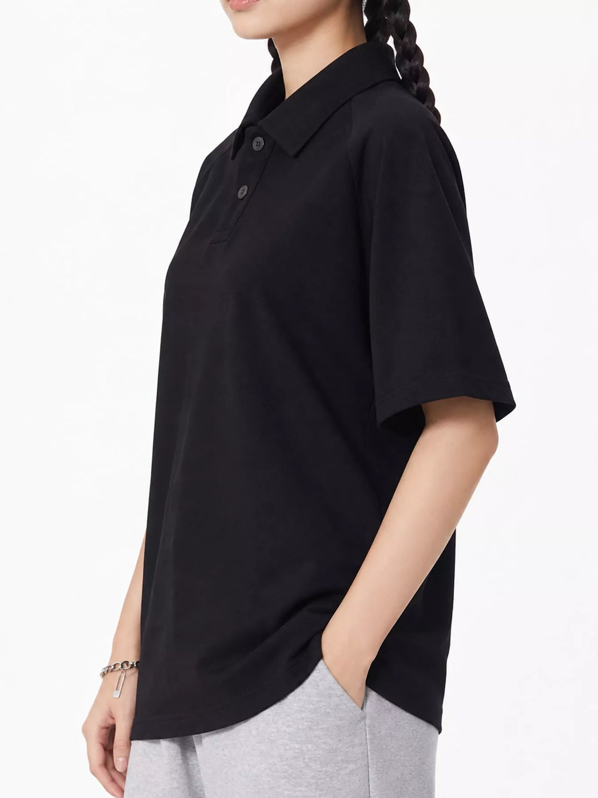 Black short sleeve polo t-shirt