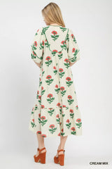 Trendsi Umgee Floral Print Midi Dress -