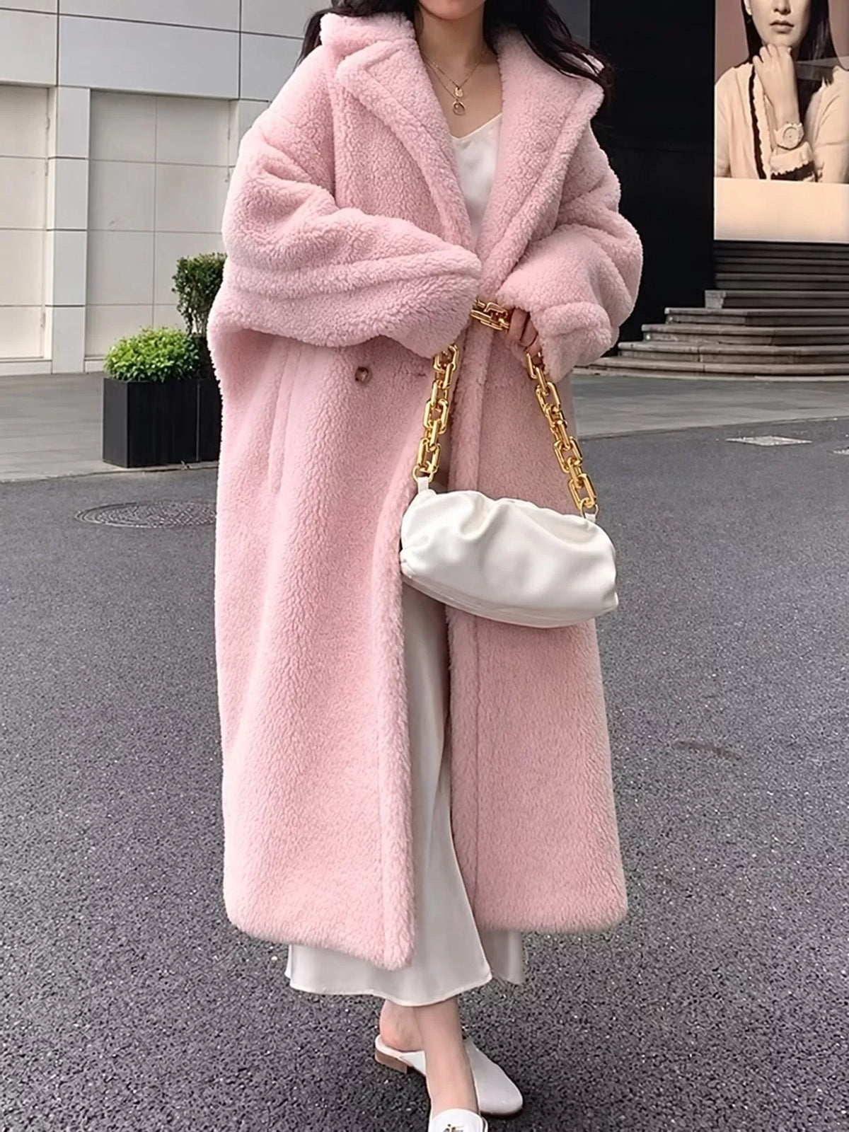 Collared long sleeve jacket, front view on model