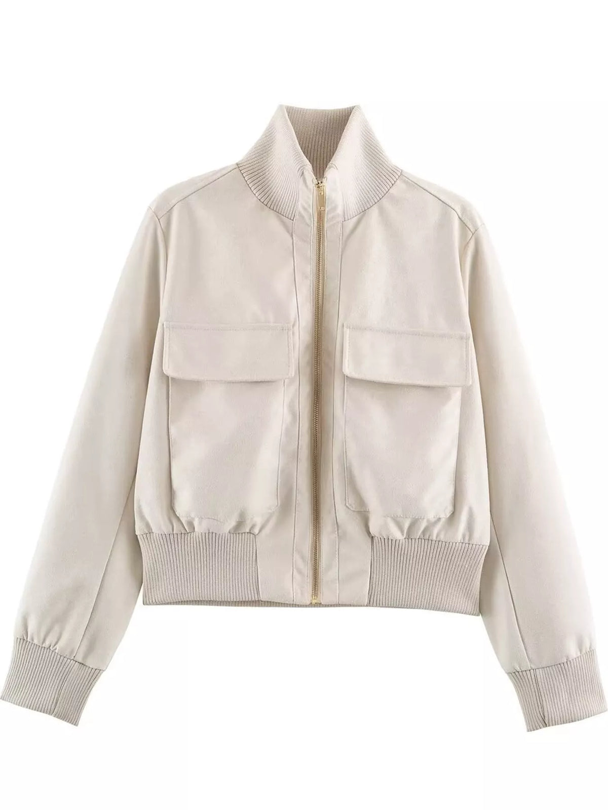 Suede Zip-Up Pocket Jacket — garment front