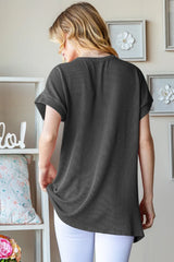 Trendsi Women’s USA Graphic Ribbed Short Sleeve Polyester Top Plus Size - Shirts