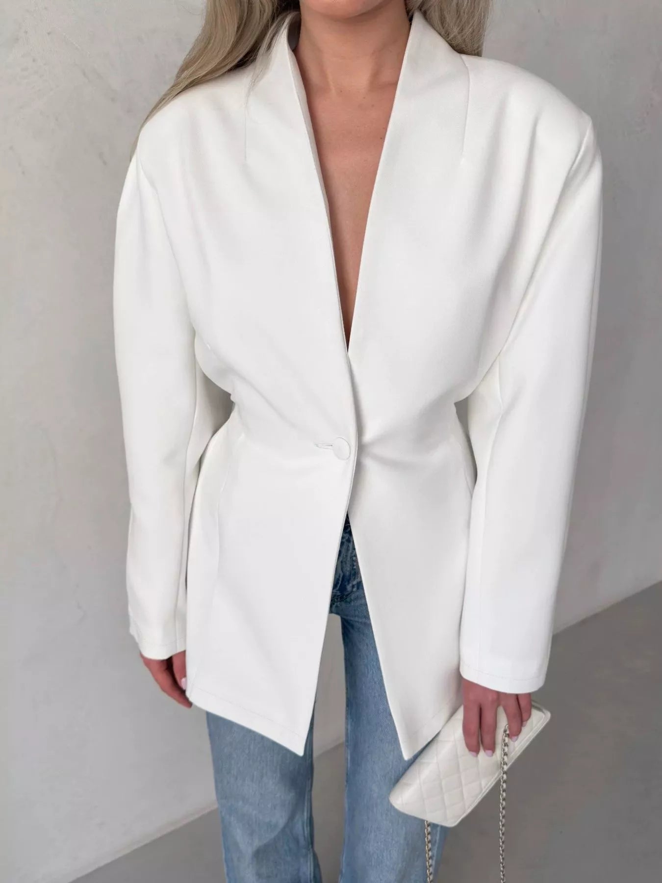 Trendsi One Button Long Sleeve Blazer -