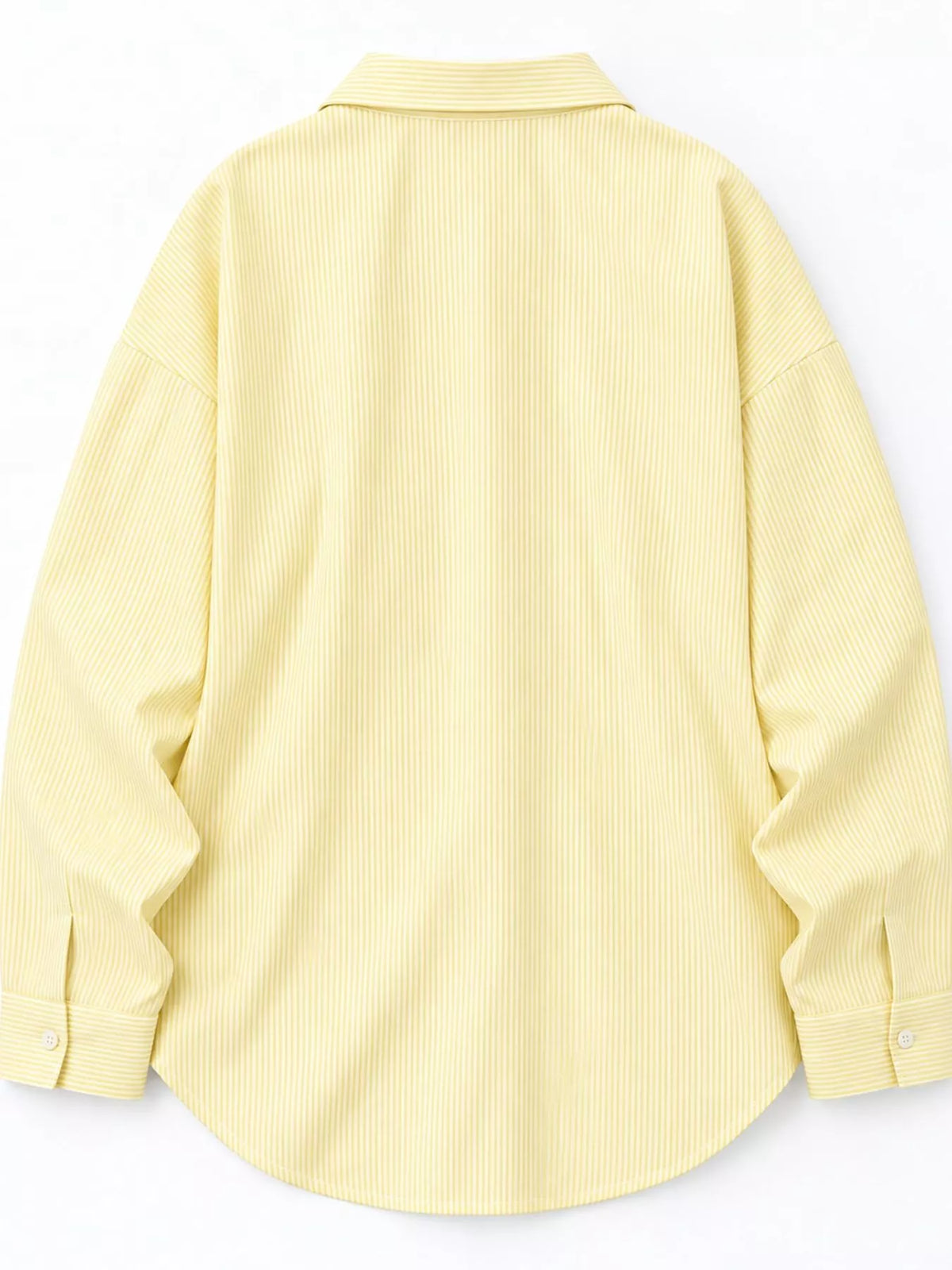 Striped Floral Embroidered Oversized Shirt, back view in yellow