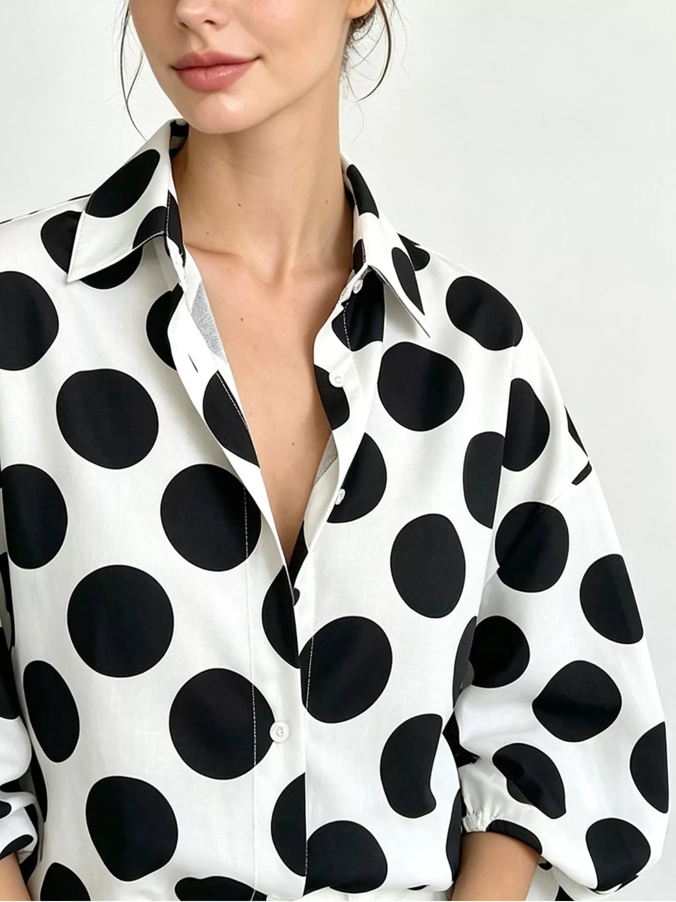 Trendsi Polka Dot Puff Sleeve Shirt -
