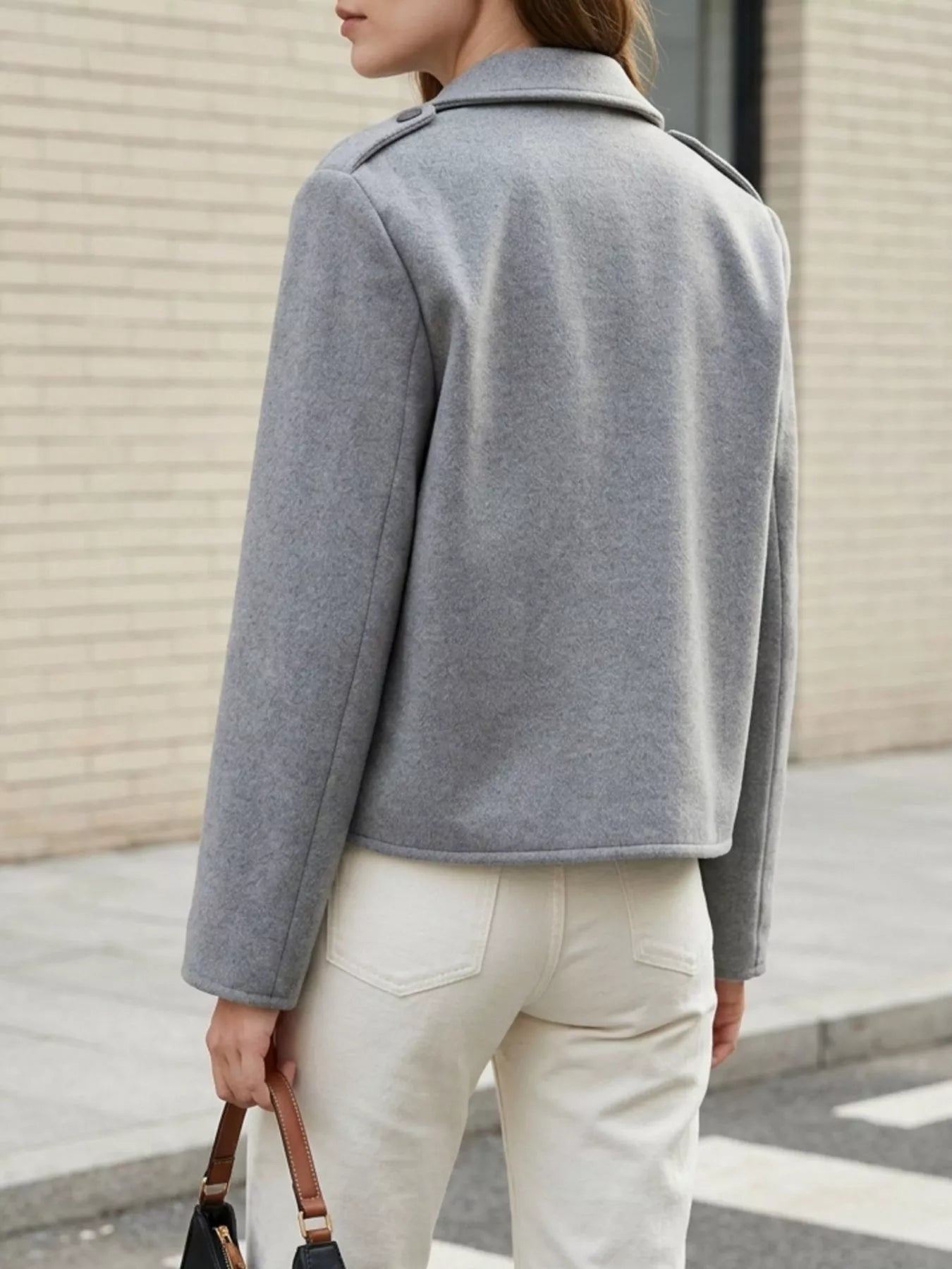 Trendsi Lapel Collar Cropped Outerwear -