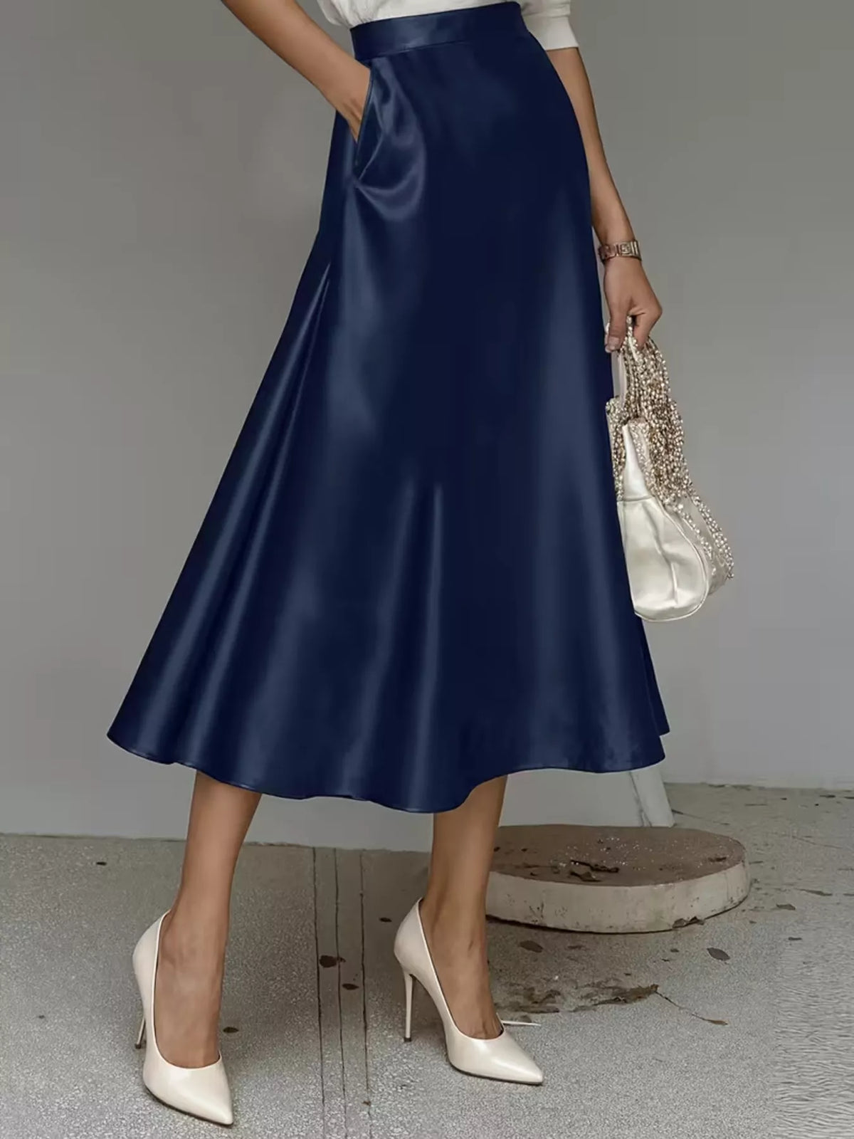 Trendsi Satin Midi Skirt -