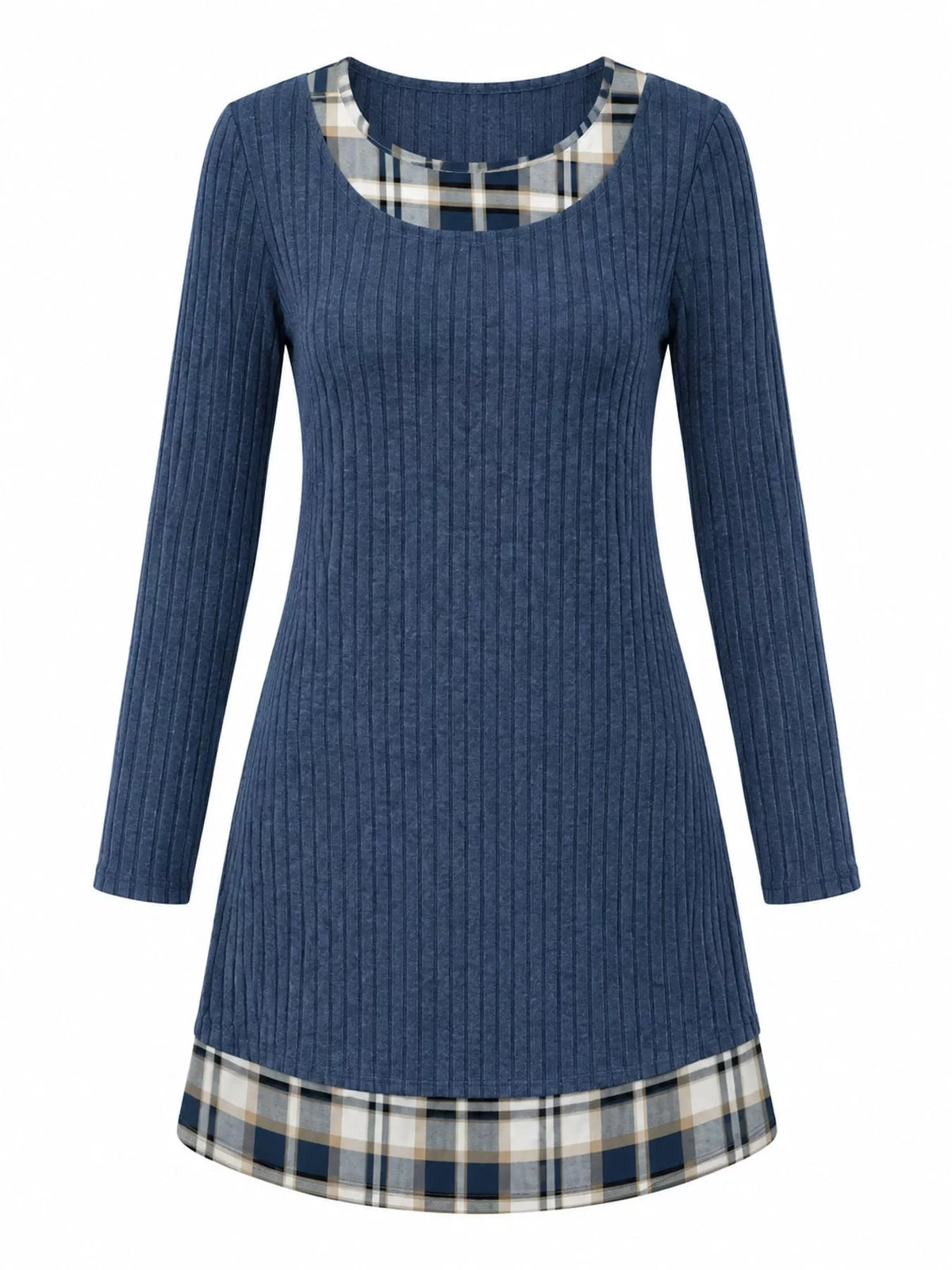 Round neck long sleeve mini dress, product view