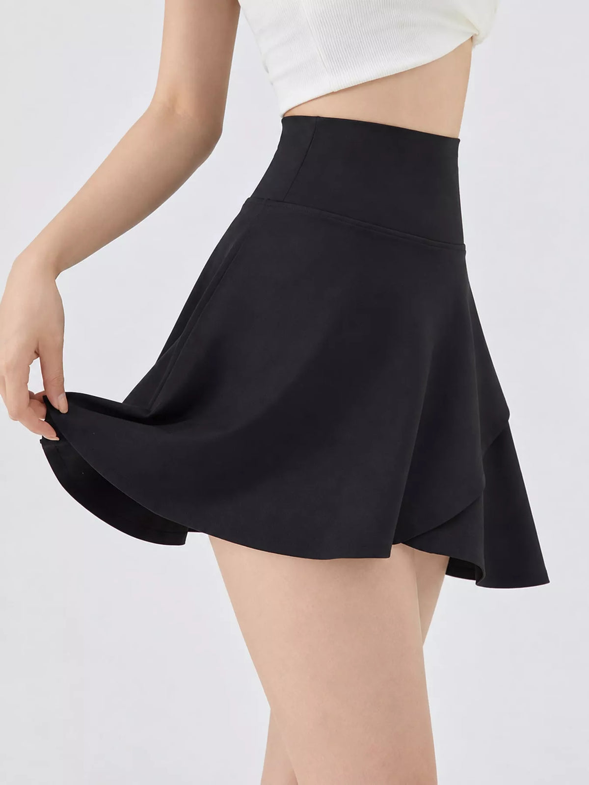 Black flared athletic skort