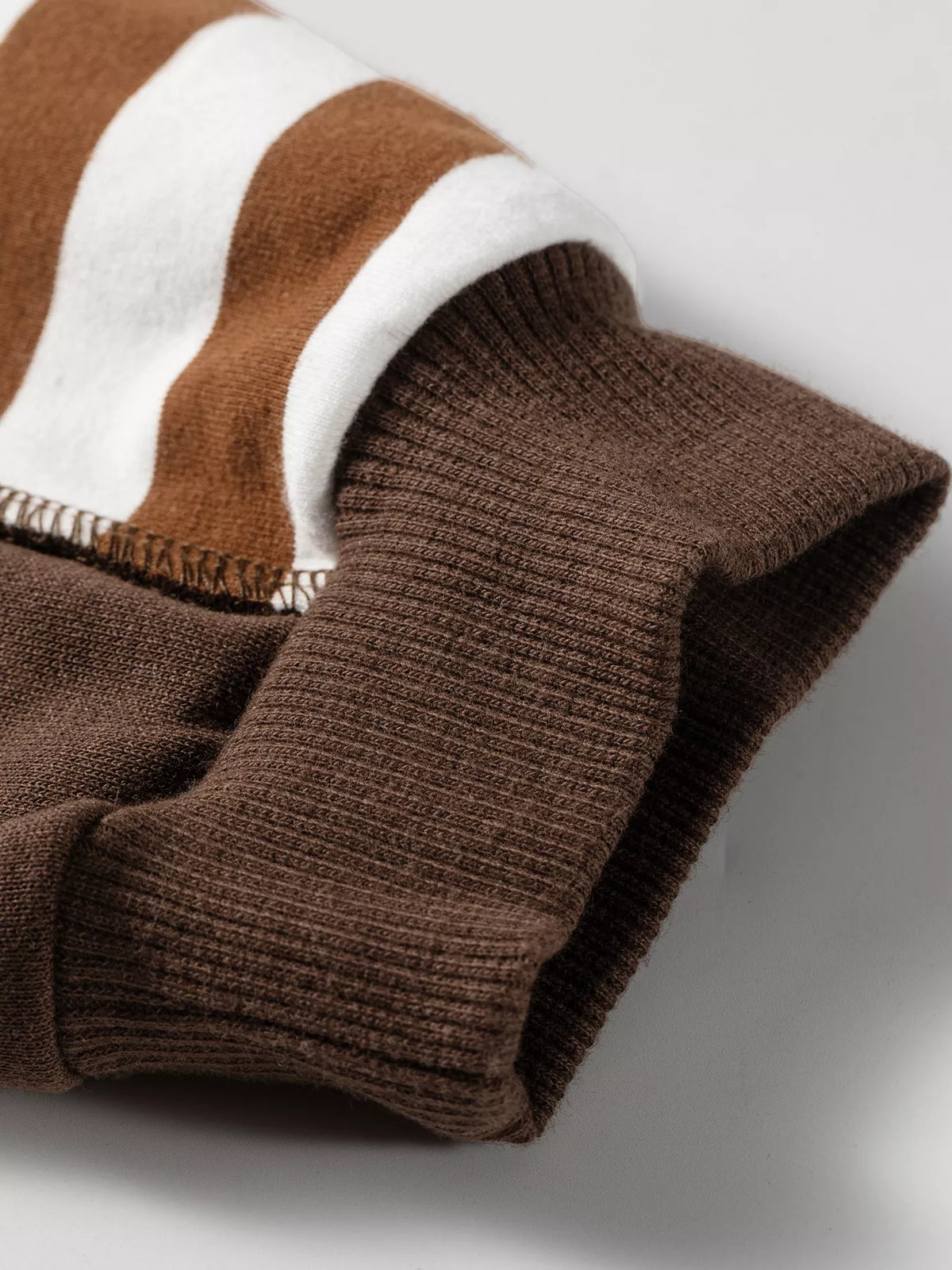 Button Detail Long Sleeve Sweatshirt, detail view in brown