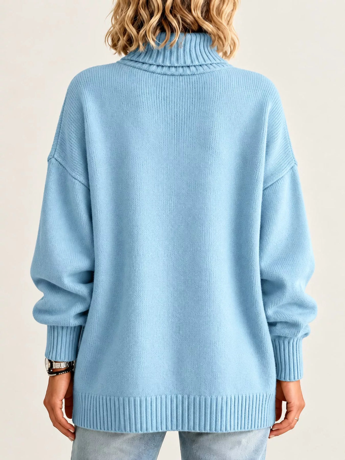 Oversized Turtleneck Pullover Sweater — back view