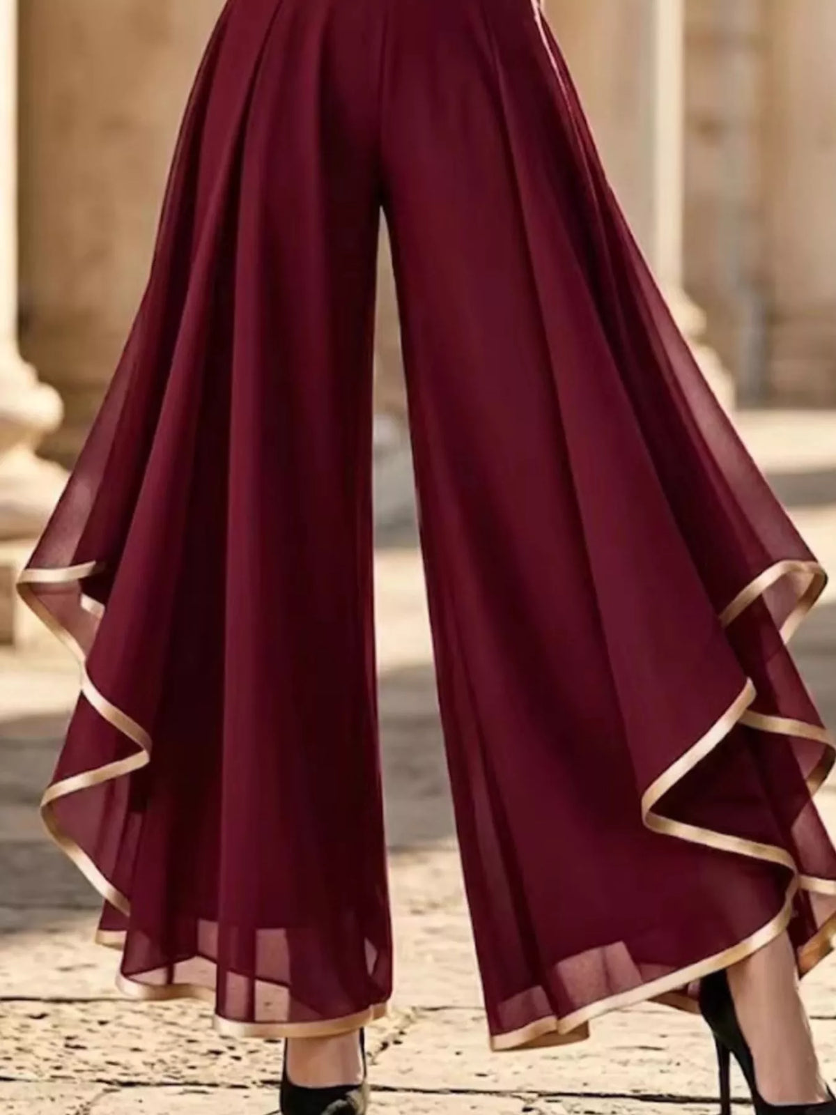Trendsi Full Size High-Waisted Chiffon Wide-Leg Pants Plus Size -