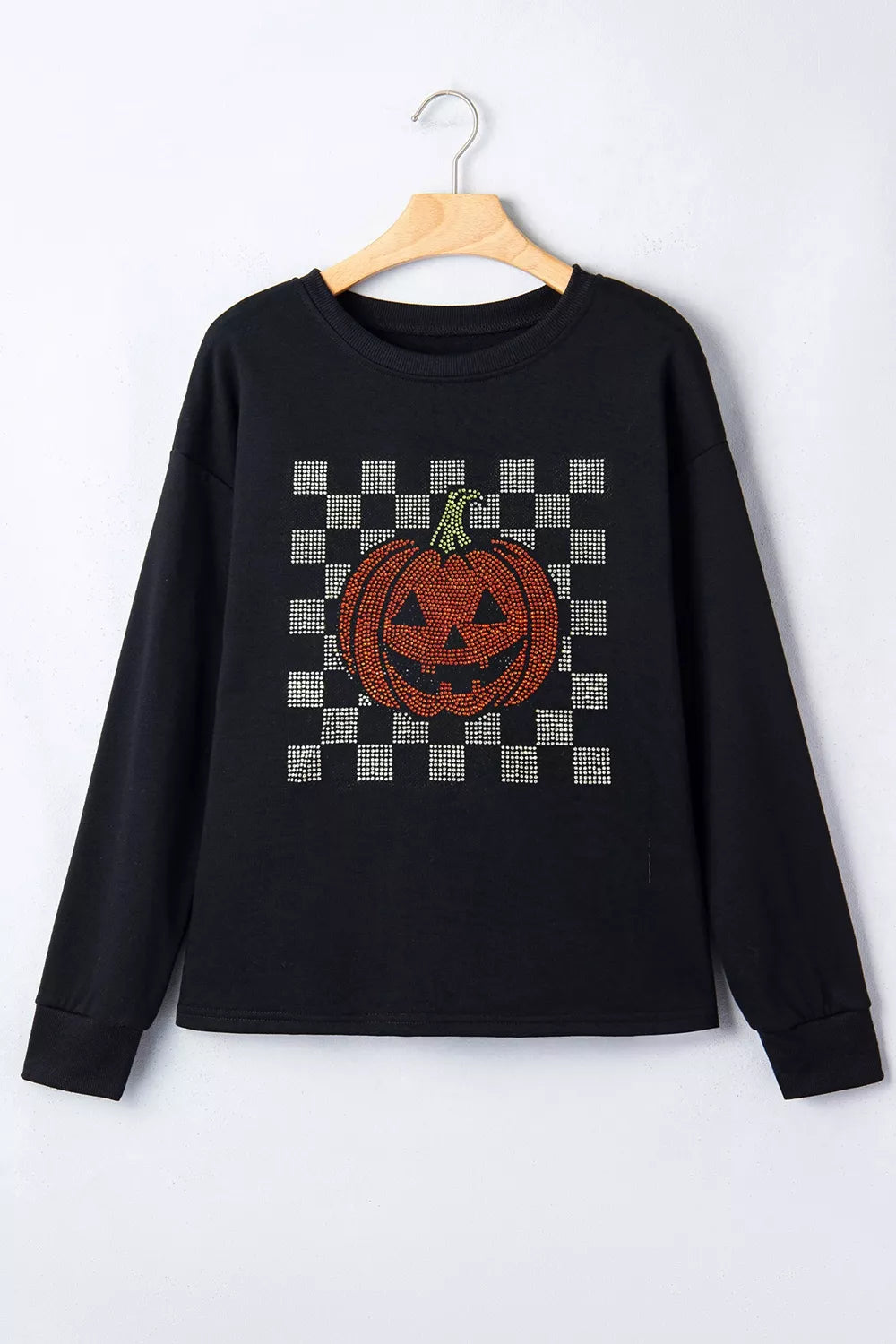 Trendsi Rhinestone Pumpkin Long Sleeve Sweatshirt -