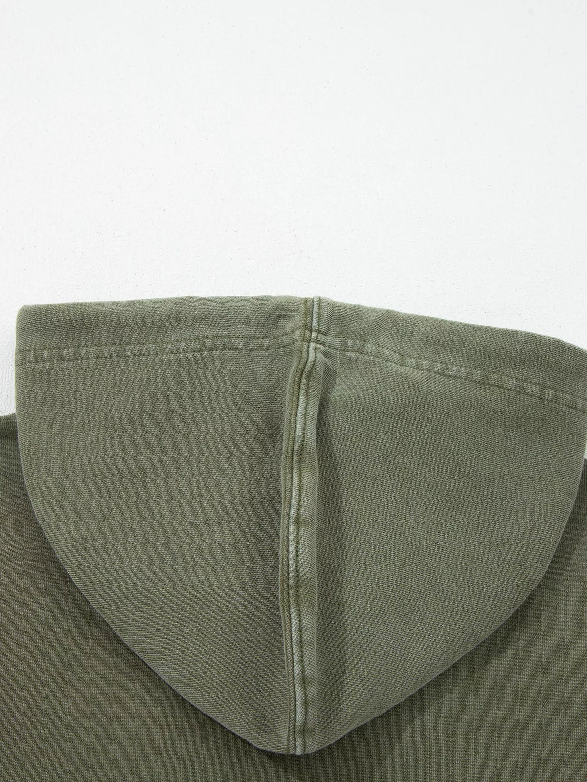 Plaid-sleeve hoodie, olive hood back