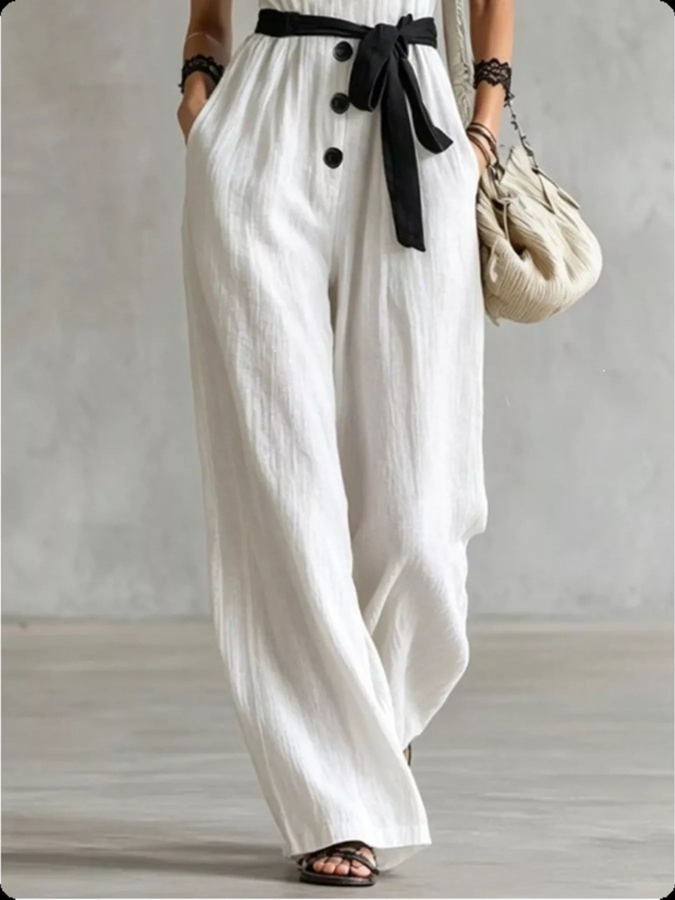 Trendsi Lace Trim Sleeveless Wide Leg Jumpsuit -