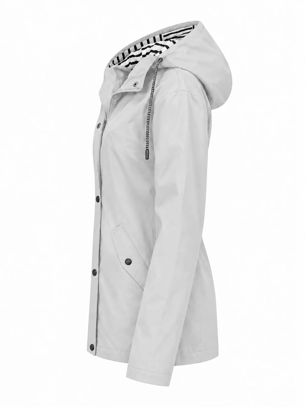 White drawstring hooded jacket