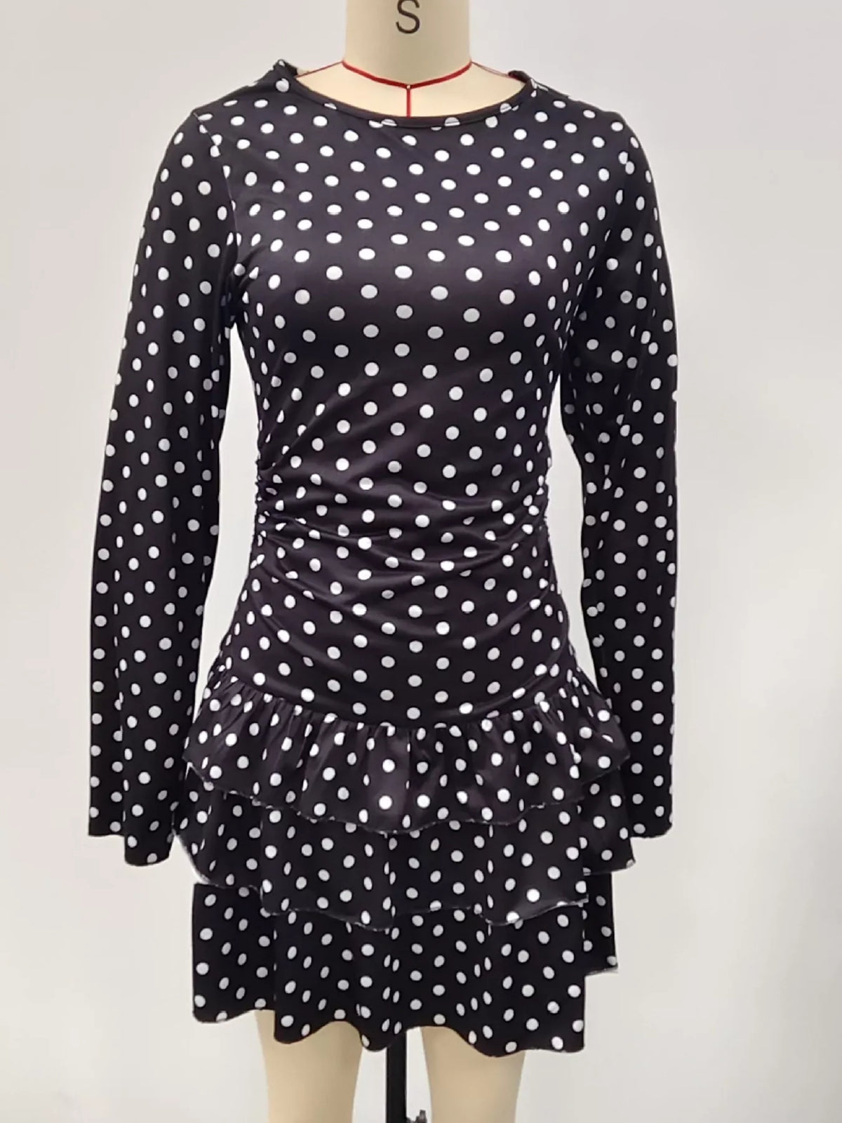 Round neck long sleeve mini dress, product view