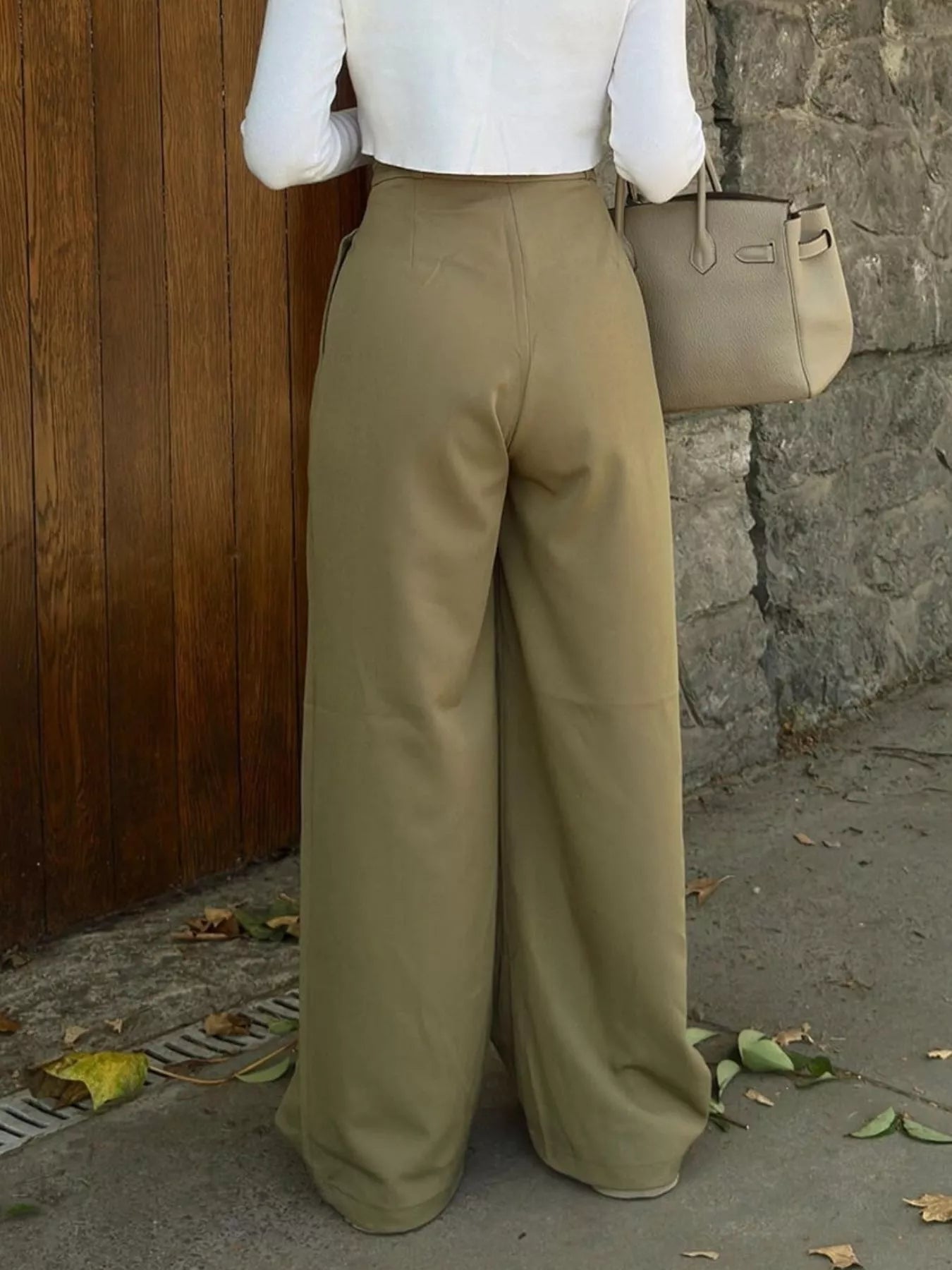 Trendsi High-Waisted Pleated Wide-Leg Pants -