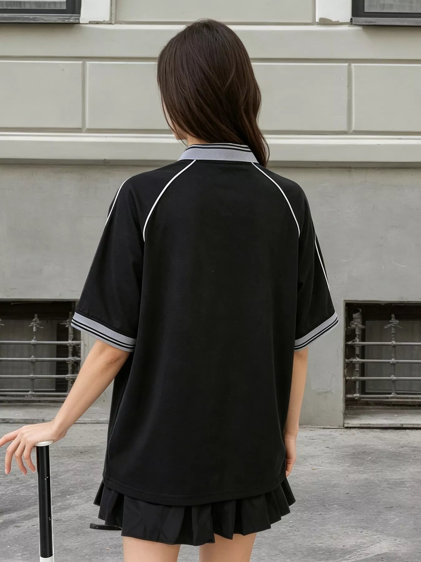 Trendsi Oversized Sporty Graphic Short Sleeve T-Shirt -